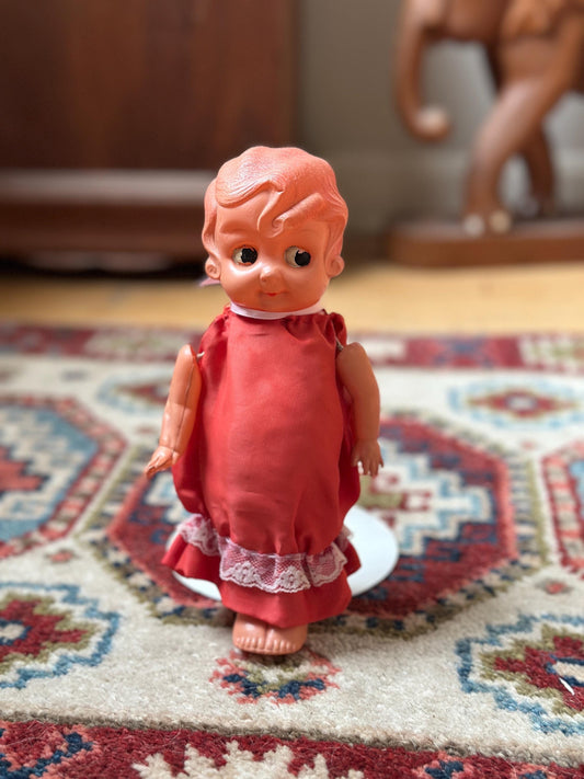 Vintage Kewpie Doll Carnival Game Prize – 1940s Japan Import Flapper Toy – 8.5” Tall