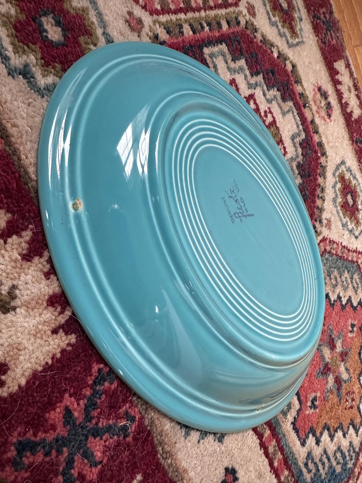 Vintage Fiesta® Ware Turquoise Oval Serving Platter – 13.6” Large Serving Tray – Homer Laughlin Fiestaware