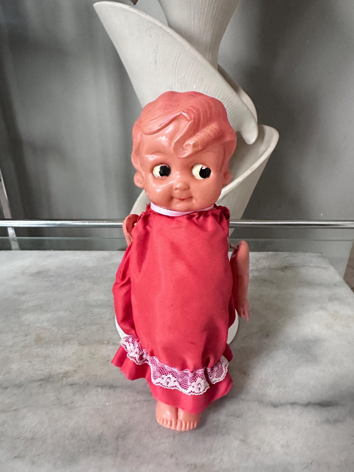 Vintage Kewpie Doll Carnival Game Prize – 1940s Japan Import Flapper Toy – 8.5” Tall