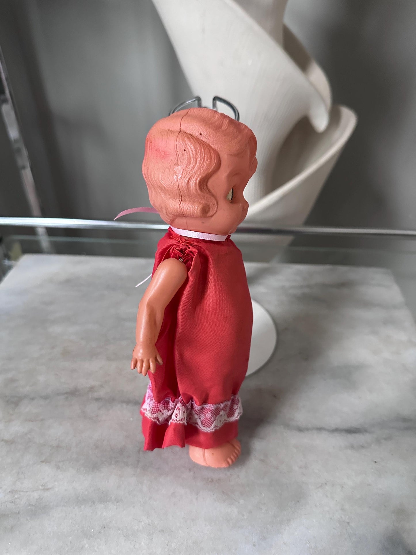 Vintage Kewpie Doll Carnival Game Prize – 1940s Japan Import Flapper Toy – 8.5” Tall