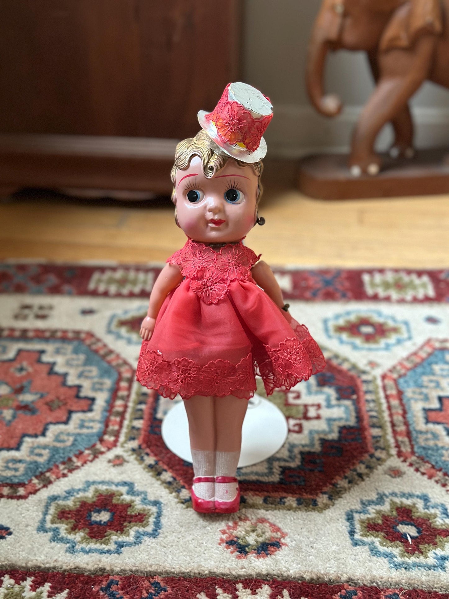 Antique Celluloid Flapper Doll | 1930s Carnival Prize Doll | Hoochie Cochie Doll | Vintage Fairground Souvenir | 13” Tall Collectible