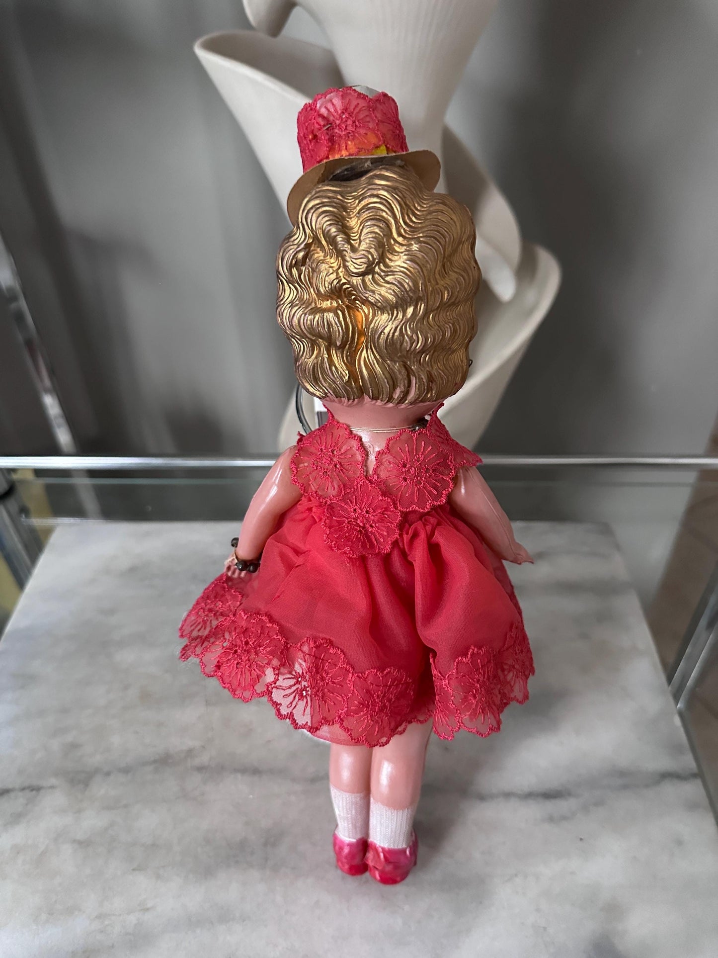 Antique Celluloid Flapper Doll | 1930s Carnival Prize Doll | Hoochie Cochie Doll | Vintage Fairground Souvenir | 13” Tall Collectible
