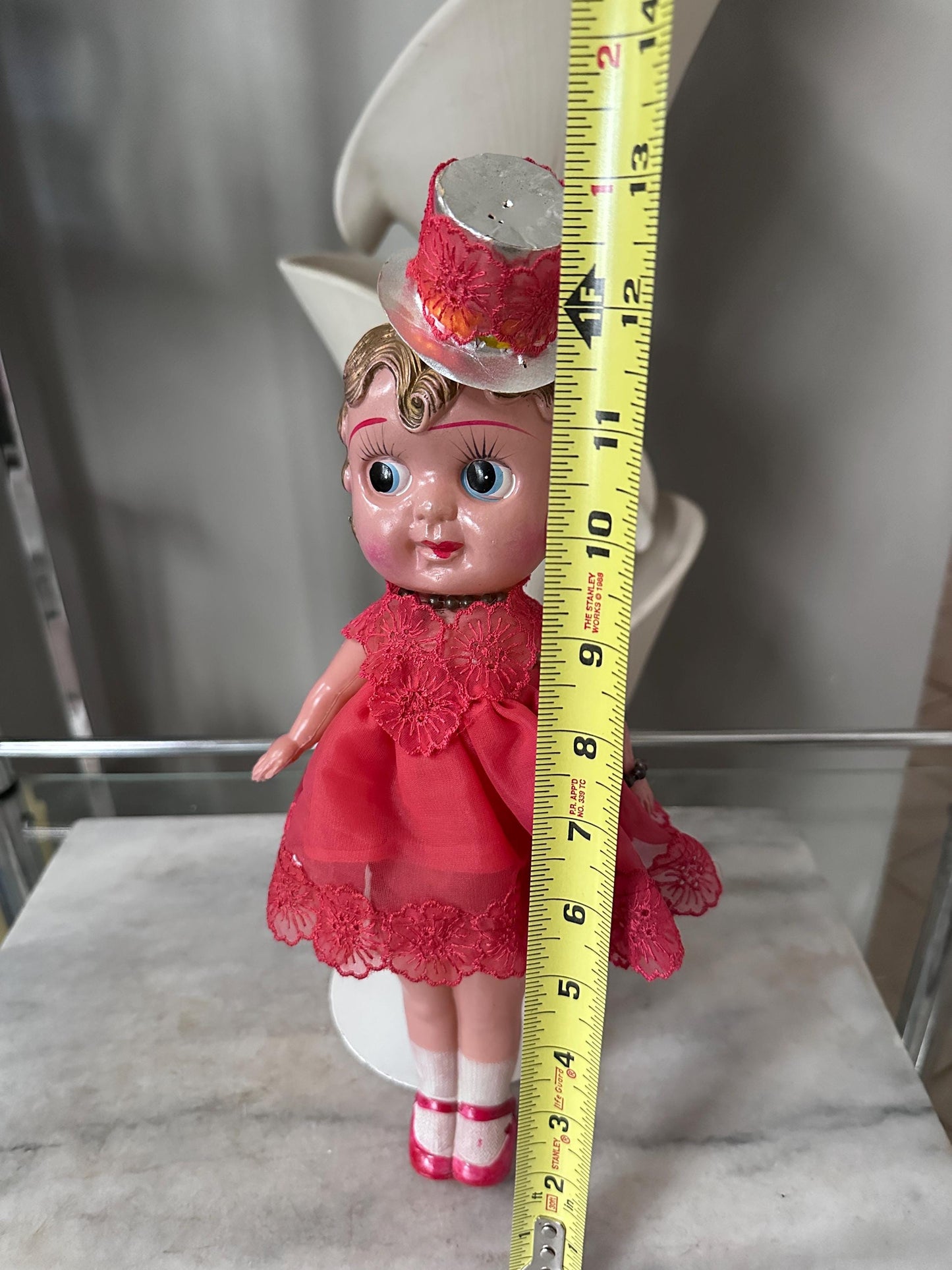 Antique Celluloid Flapper Doll | 1930s Carnival Prize Doll | Hoochie Cochie Doll | Vintage Fairground Souvenir | 13” Tall Collectible