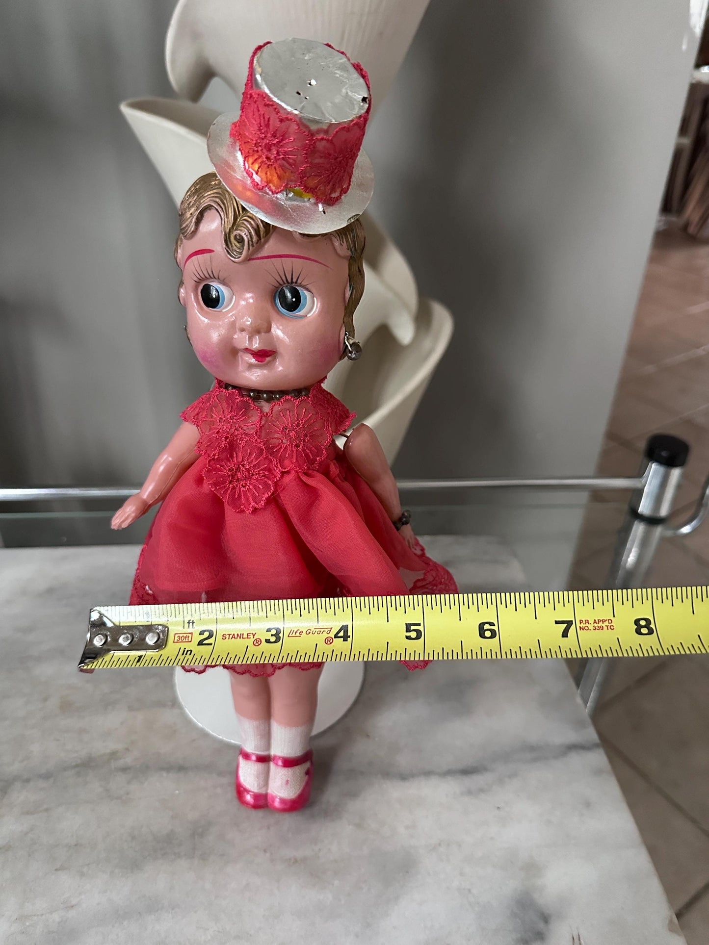 Antique Celluloid Flapper Doll | 1930s Carnival Prize Doll | Hoochie Cochie Doll | Vintage Fairground Souvenir | 13” Tall Collectible