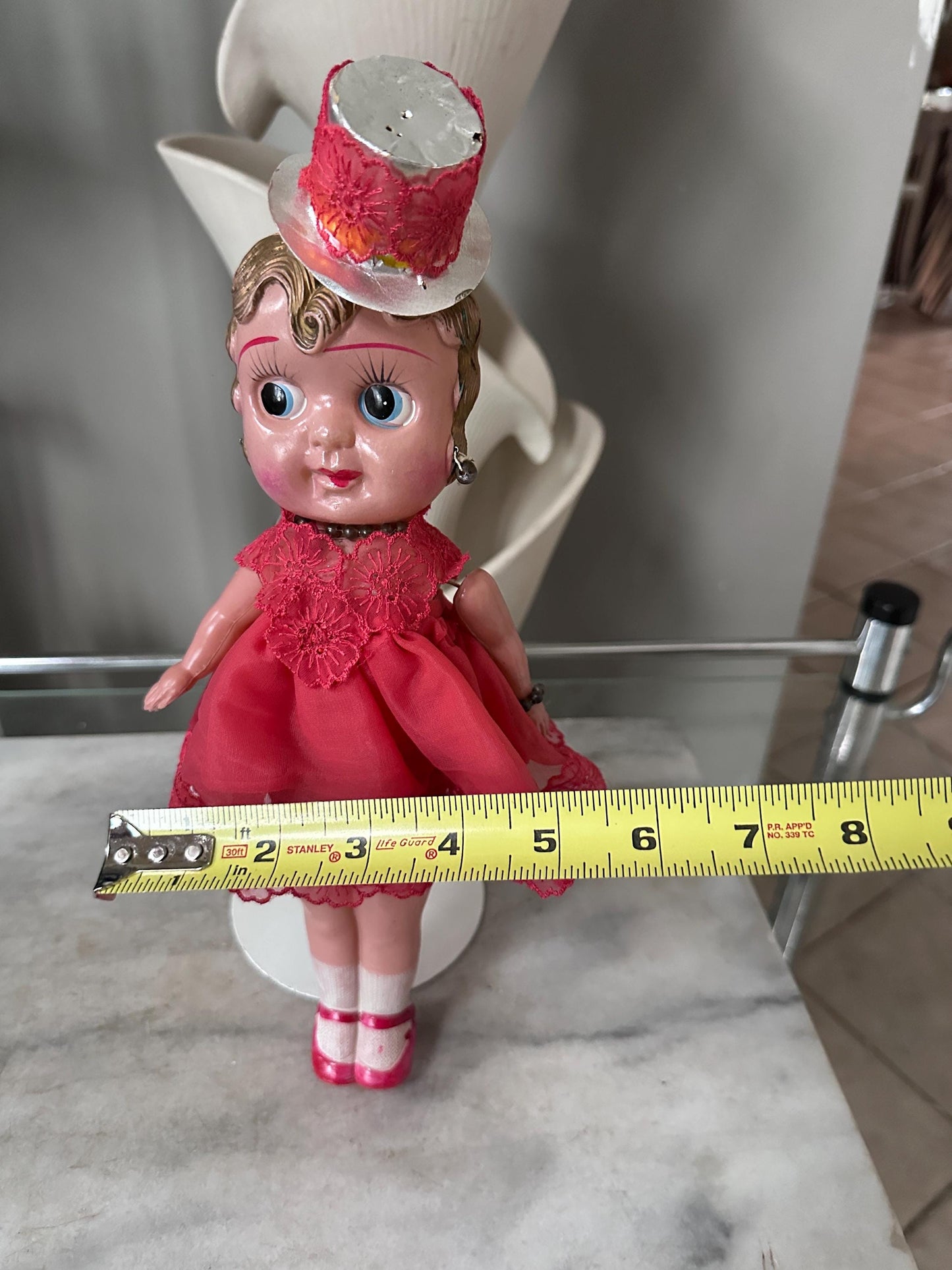 Antique Celluloid Flapper Doll | 1930s Carnival Prize Doll | Hoochie Cochie Doll | Vintage Fairground Souvenir | 13” Tall Collectible