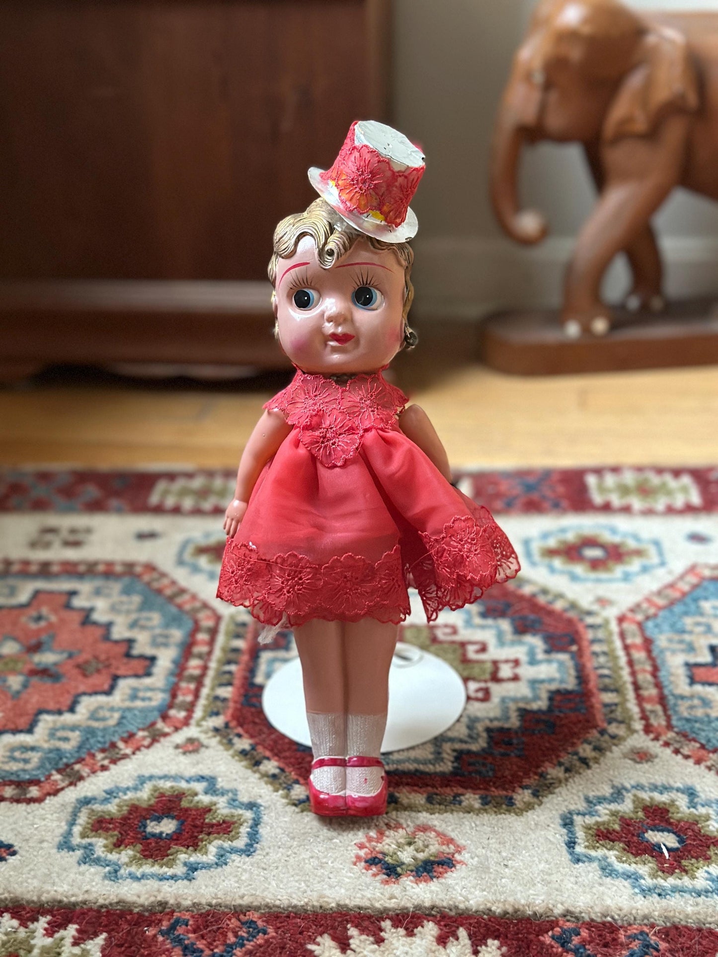 Antique Celluloid Flapper Doll | 1930s Carnival Prize Doll | Hoochie Cochie Doll | Vintage Fairground Souvenir | 13” Tall Collectible