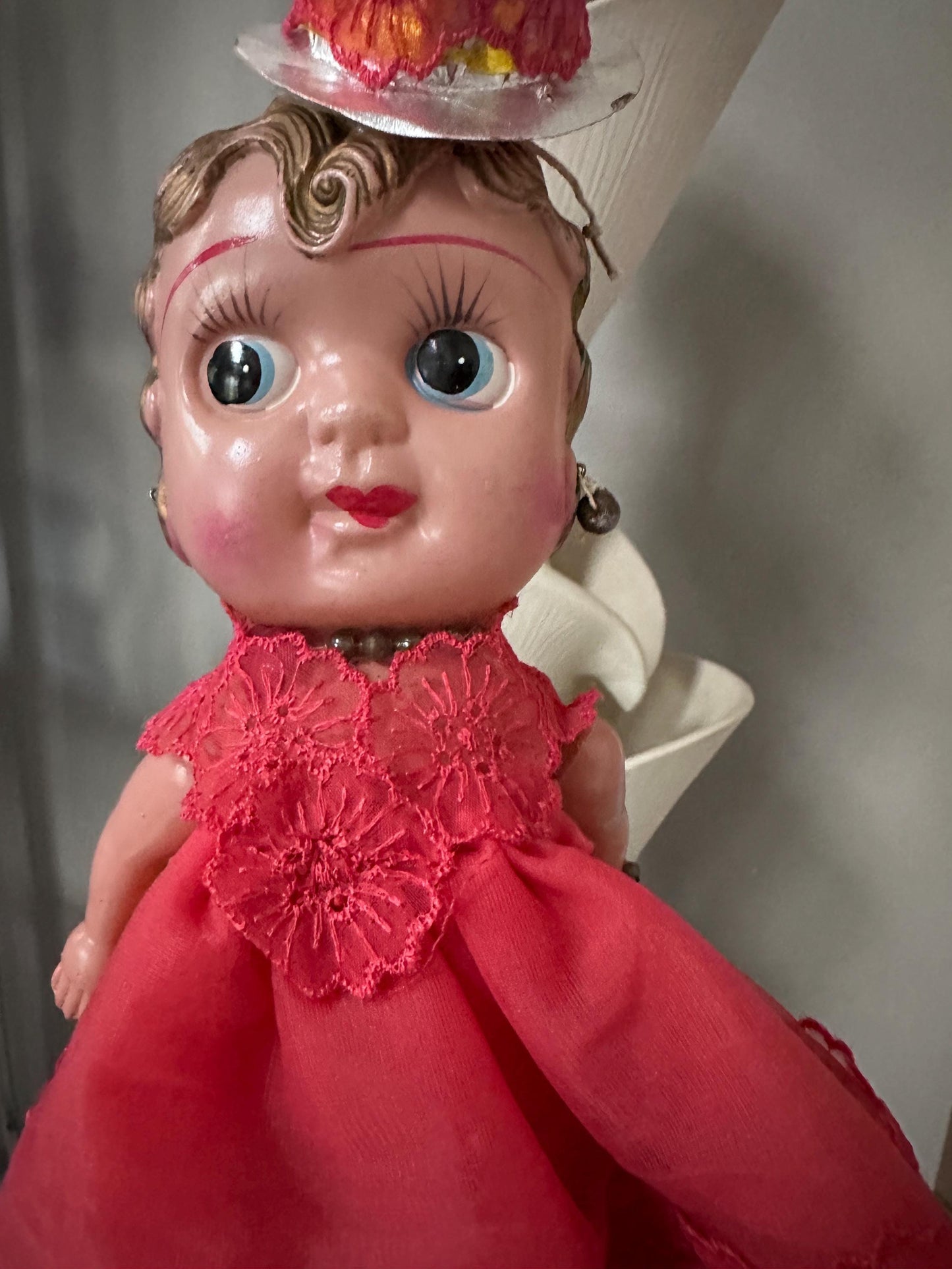 Antique Celluloid Flapper Doll | 1930s Carnival Prize Doll | Hoochie Cochie Doll | Vintage Fairground Souvenir | 13” Tall Collectible