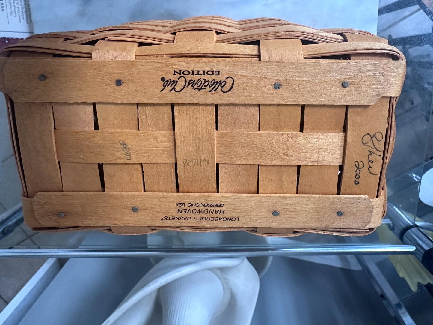 Longaberger 2000 Large Saddlebrook Purse Basket | Signed + Dated | Leather Strap + Hang Tag | Liner & Booklet Included | Collectible Basket