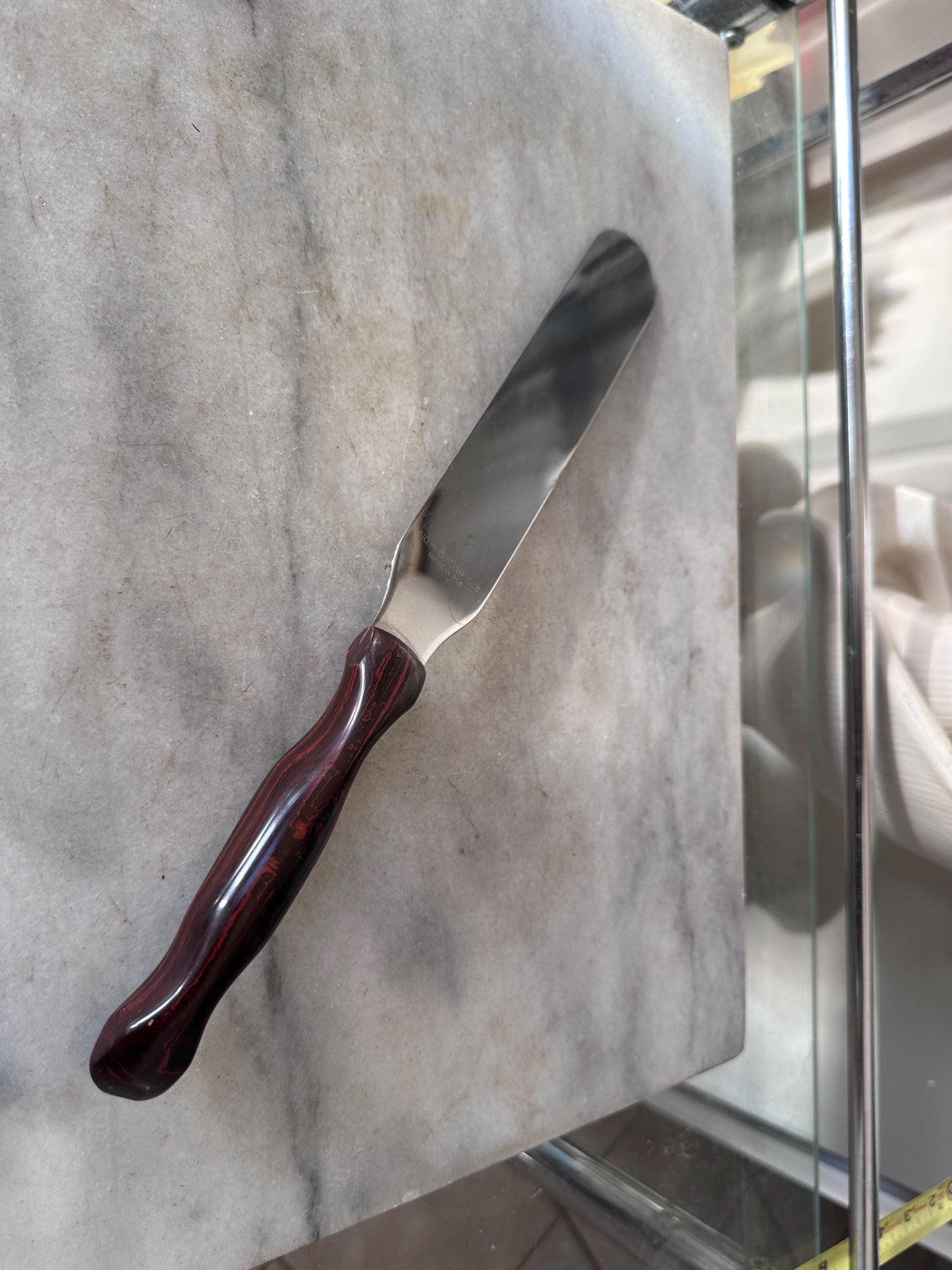 Vintage CUTCO 1028 Cake Knife | Made in USA | Classic Brown Woodgrain Handle | Stainless Steel Dessert & Serving Knife | Mid-Century Kitchen
