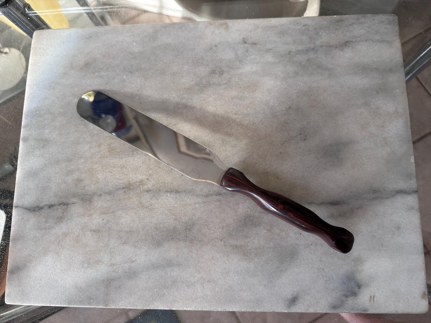 Vintage CUTCO 1028 Cake Knife | Made in USA | Classic Brown Woodgrain Handle | Stainless Steel Dessert & Serving Knife | Mid-Century Kitchen