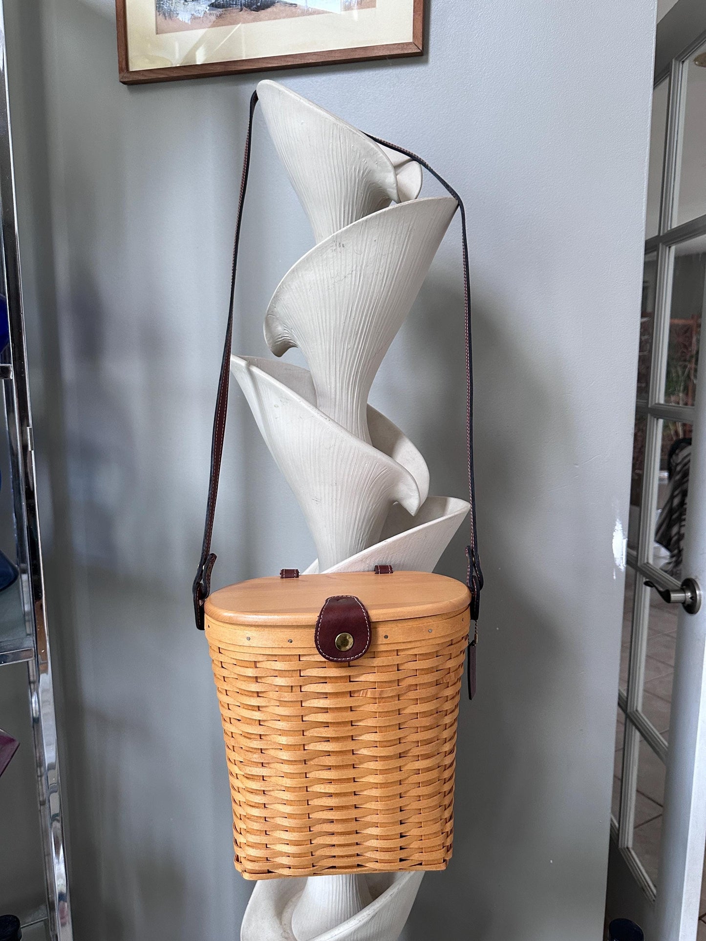 Longaberger 2000 Large Saddlebrook Purse Basket | Signed + Dated | Leather Strap + Hang Tag | Liner & Booklet Included | Collectible Basket
