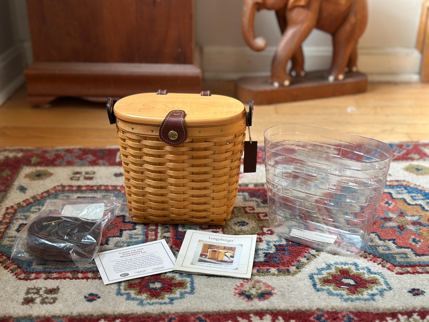Longaberger Medium Saddlebrook Purse Basket | NOS | Signed + Dated | Liner, Leather Hang Tag & Documentation Included | Rare Basket | New