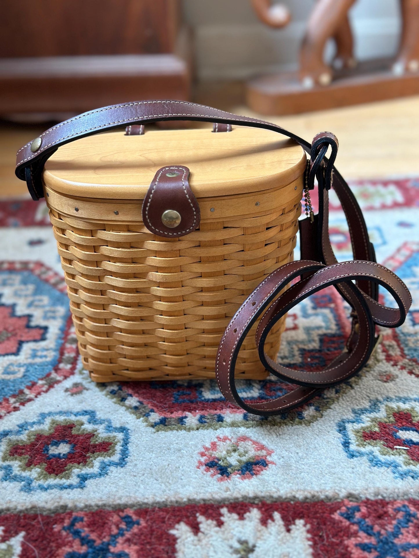 Longaberger Medium Saddlebrook Purse Basket | NOS | Signed + Dated | Liner, Leather Hang Tag & Documentation Included | Rare Basket | New