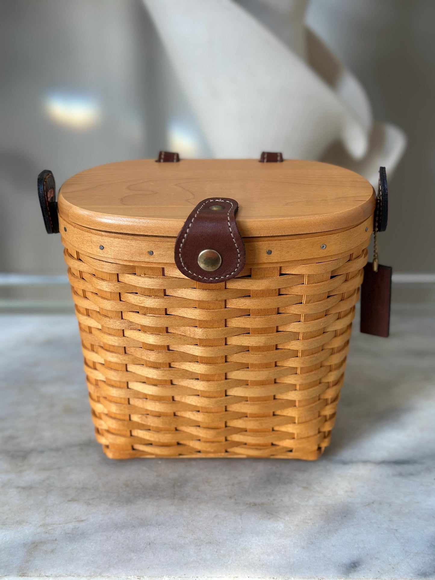 Longaberger Medium Saddlebrook Purse Basket | NOS | Signed + Dated | Liner, Leather Hang Tag & Documentation Included | Rare Basket | New