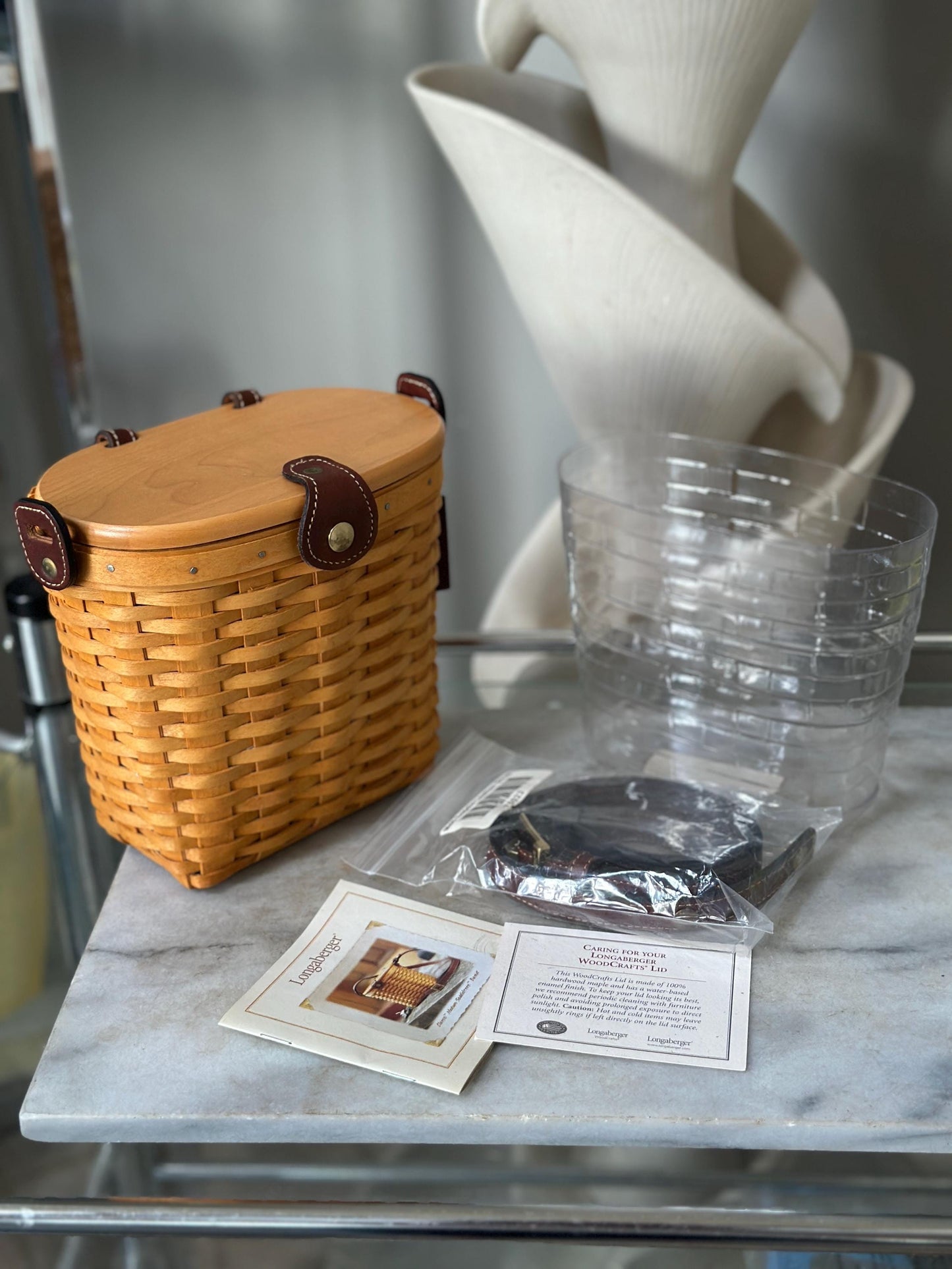 Longaberger Medium Saddlebrook Purse Basket | NOS | Signed + Dated | Liner, Leather Hang Tag & Documentation Included | Rare Basket | New