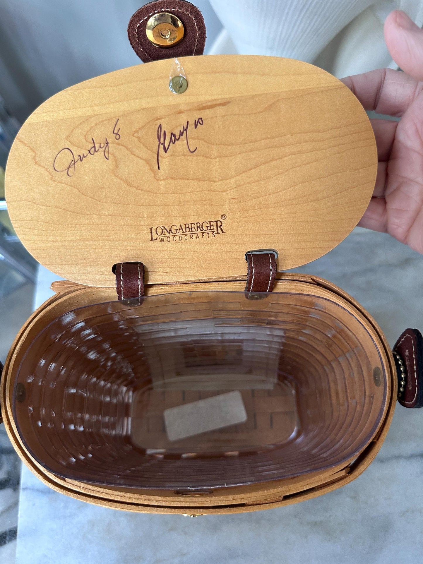 Longaberger Medium Saddlebrook Purse Basket | NOS | Signed + Dated | Liner, Leather Hang Tag & Documentation Included | Rare Basket | New