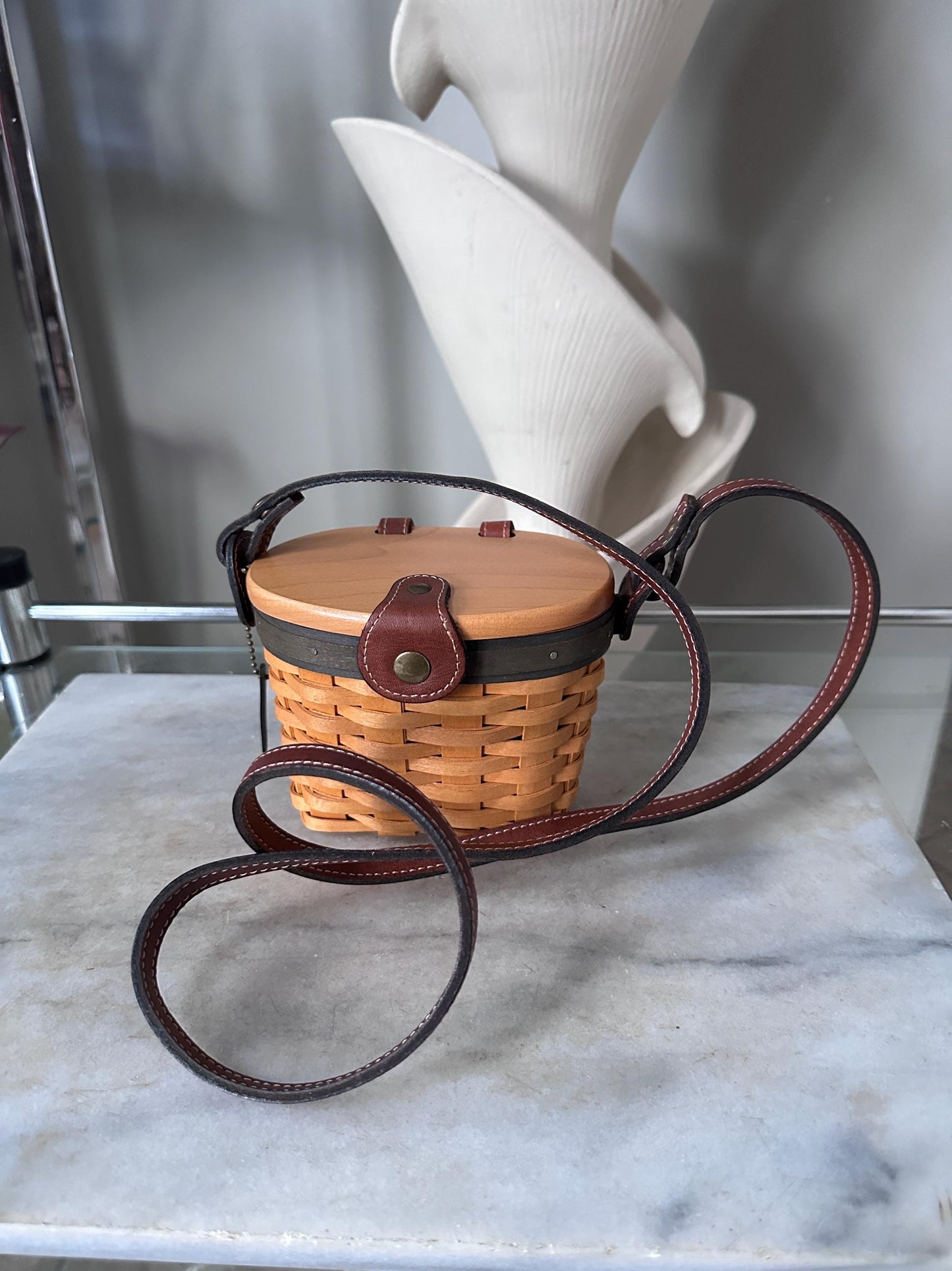 Longaberger 2000 Collectors Club Small Saddlebrook Basket Purse | Signed + Dated | Like New with Insert & Pamphlet | Long Strap Basket Purse