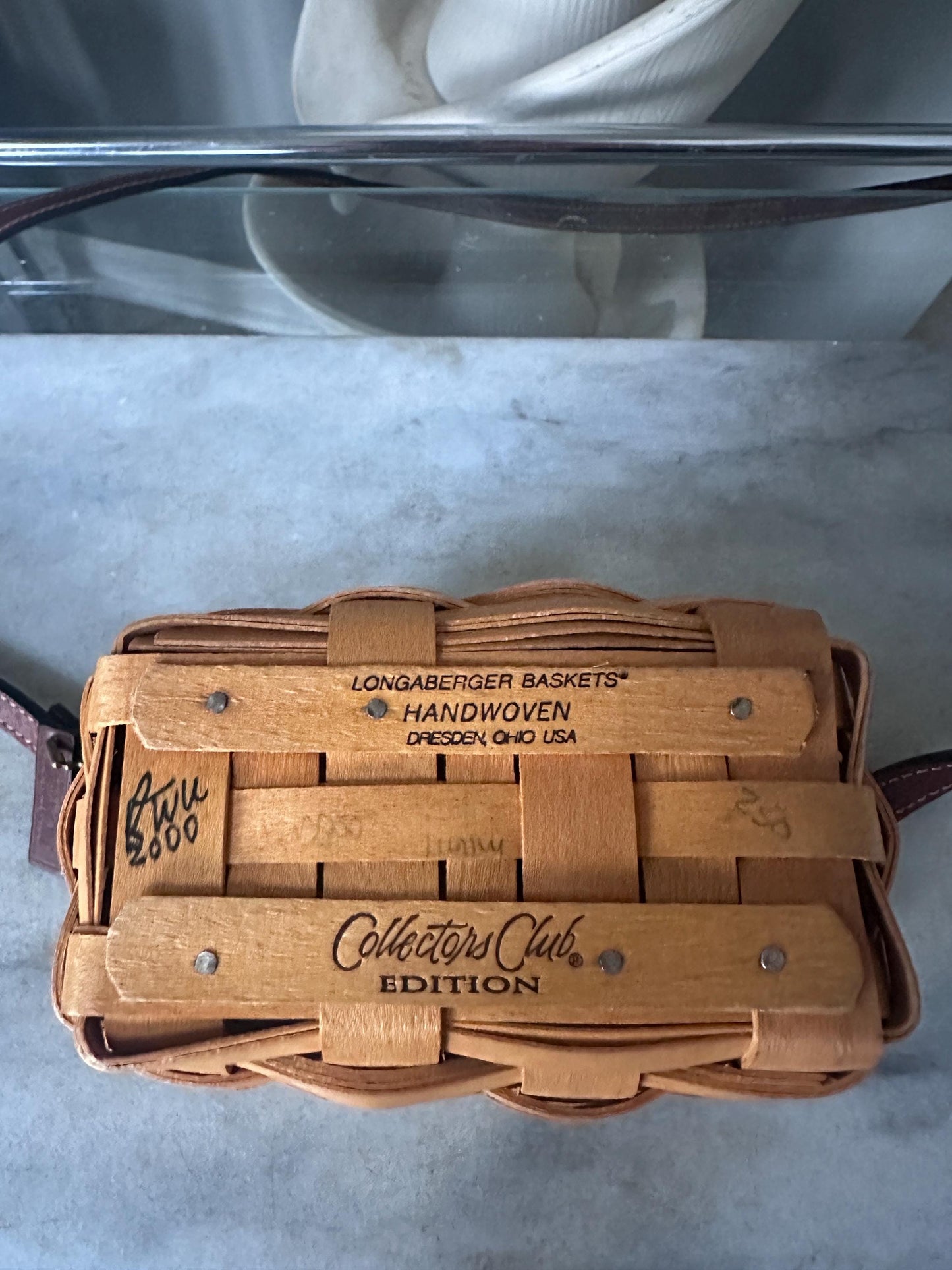 Longaberger 2000 Collectors Club Small Saddlebrook Basket Purse | Signed + Dated | Like New with Insert & Pamphlet | Long Strap Basket Purse