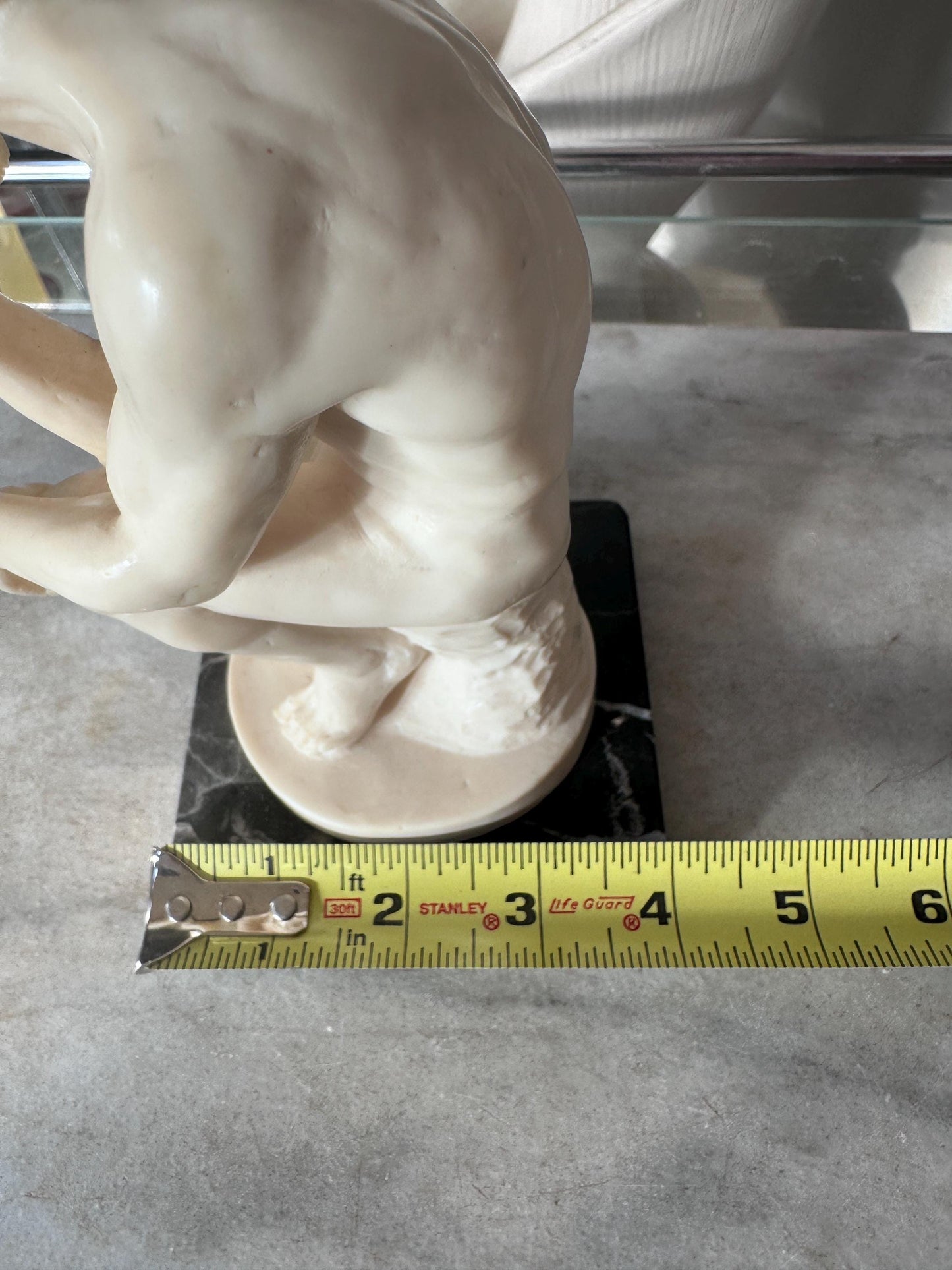 Vintage A. Santini “The Thinker” Sculpture – Male Nude Statue on Marble Base – Made in Italy – 7.75” Tall