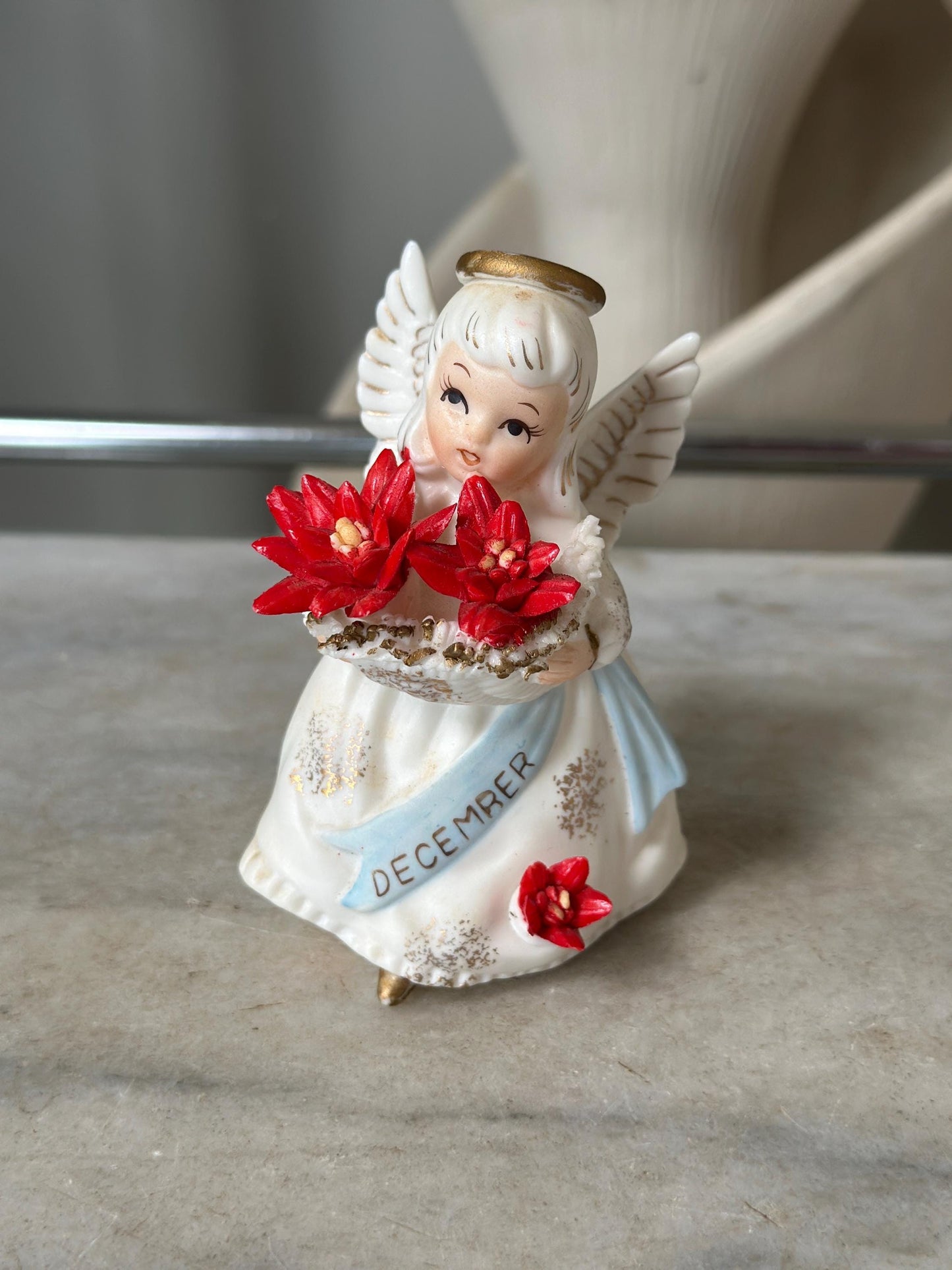 Vintage Lefton Japan December Angel Christmas Figurine | Mid-Century Holiday Collectible (PLEASE READ DESCRIPTION)