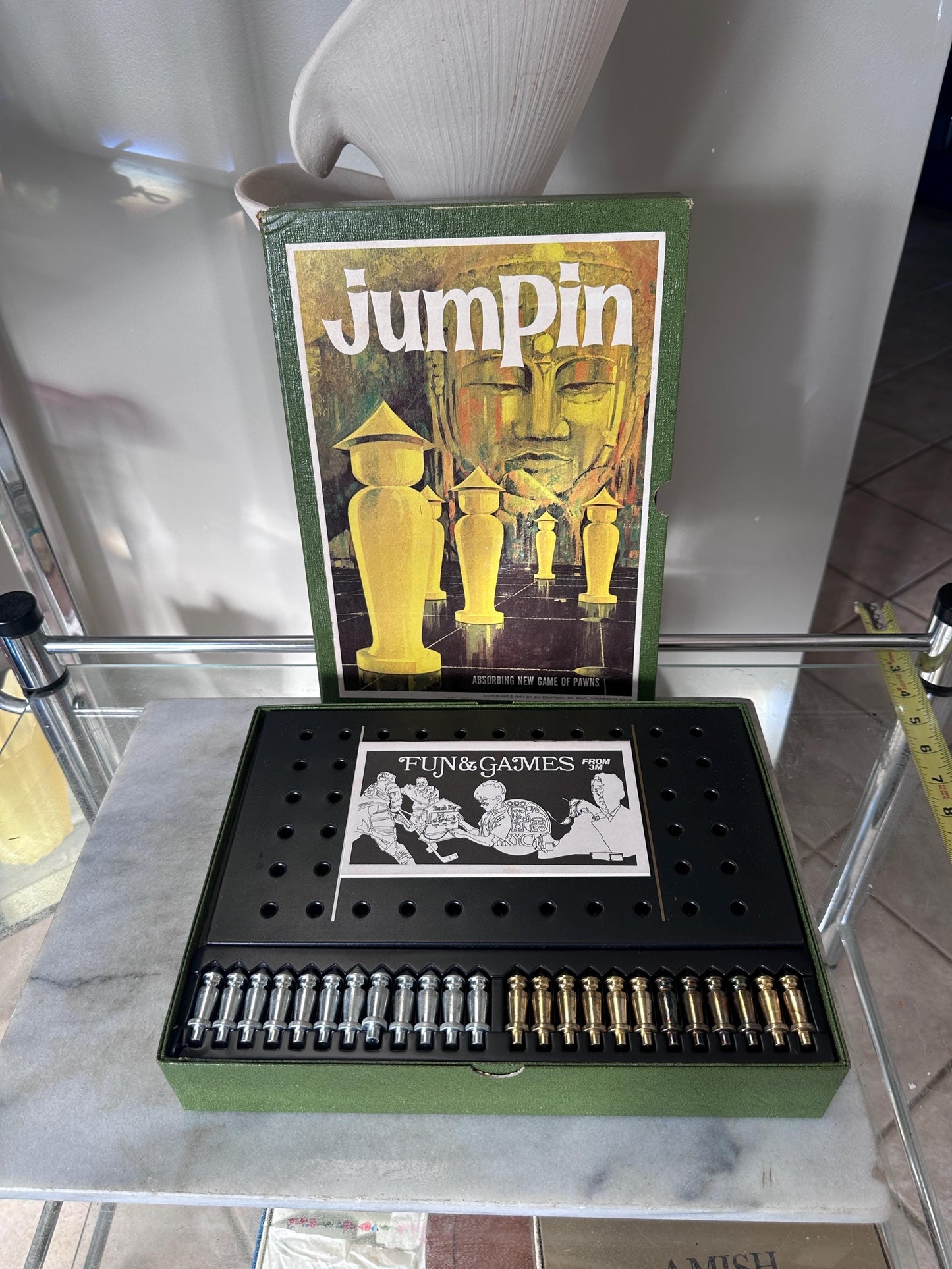 Vintage 1964 3M Bookshelf Series “Jumpin” Board Game | Complete Strategy Game with Metal Gold & Silver Pawns | Mid-Century Family Game