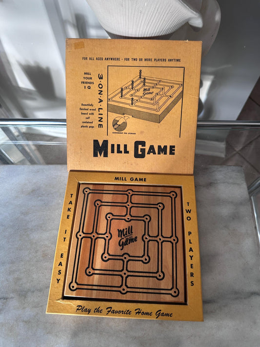 Vintage Drueke Mill Game | 1950s Wooden Strategy Board Game | Nine Men’s Morris | Mint Condition | Mid-Century Game Set | Original Box