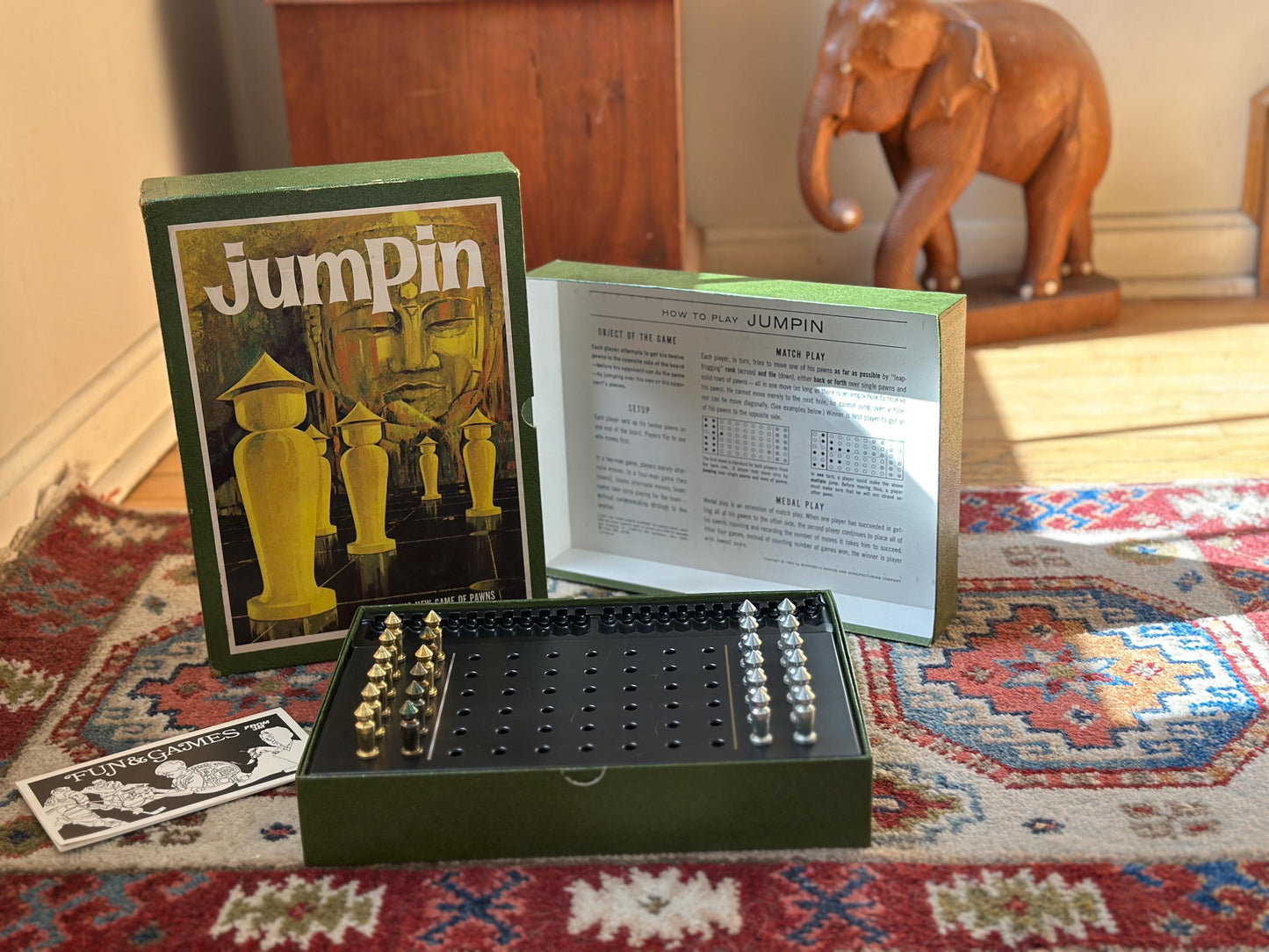 Vintage 1964 3M Bookshelf Series “Jumpin” Board Game | Complete Strategy Game with Metal Gold & Silver Pawns | Mid-Century Family Game