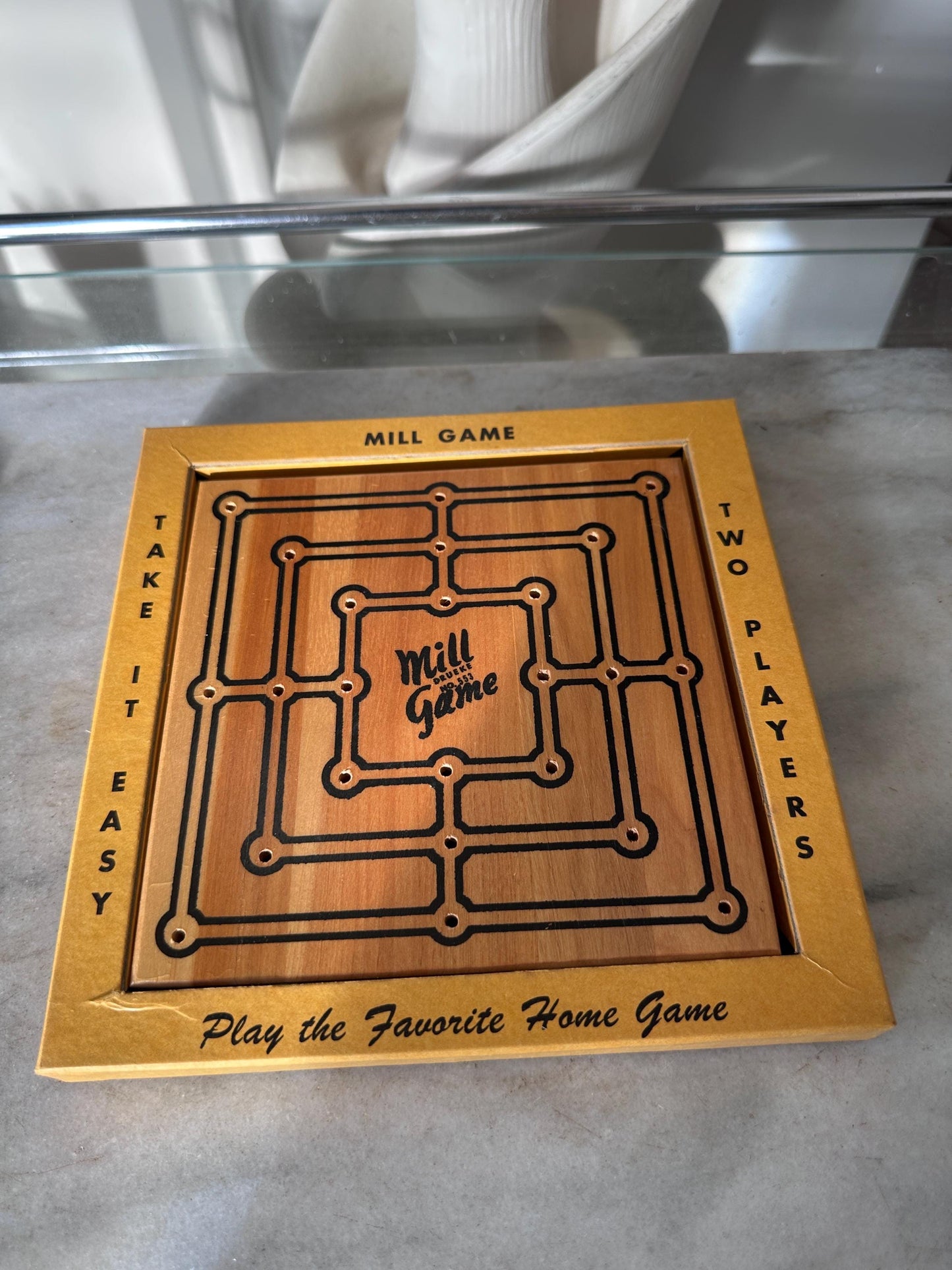Vintage Drueke Mill Game | 1950s Wooden Strategy Board Game | Nine Men’s Morris | Mint Condition | Mid-Century Game Set | Original Box
