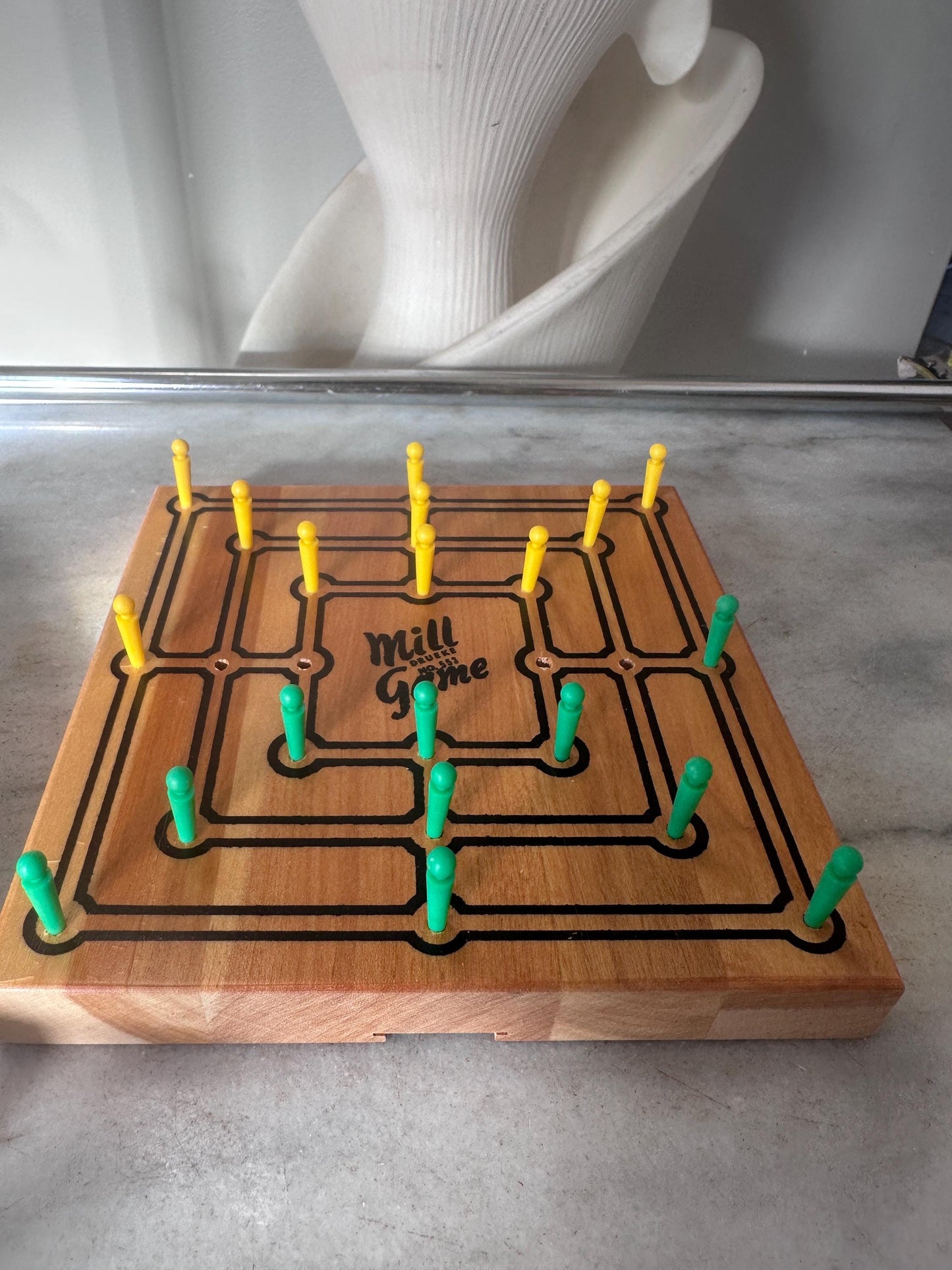 Vintage Drueke Mill Game | 1950s Wooden Strategy Board Game | Nine Men’s Morris | Mint Condition | Mid-Century Game Set | Original Box