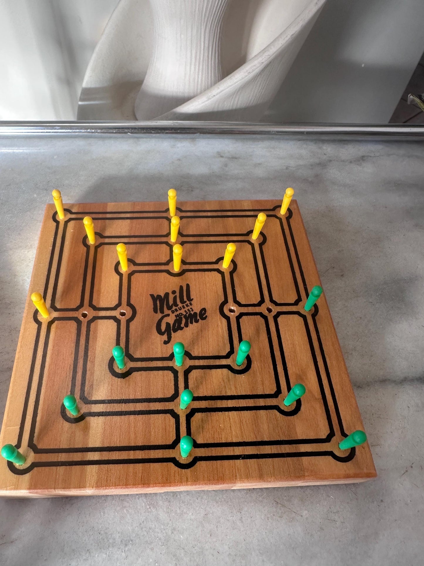Vintage Drueke Mill Game | 1950s Wooden Strategy Board Game | Nine Men’s Morris | Mint Condition | Mid-Century Game Set | Original Box