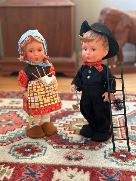 Vintage Goebel Hummel Doll Set – Liesl “Happy Pastime” & Felix the Chimney Sweep – 11” Vinyl Dolls – Germany – Original Packaging Included