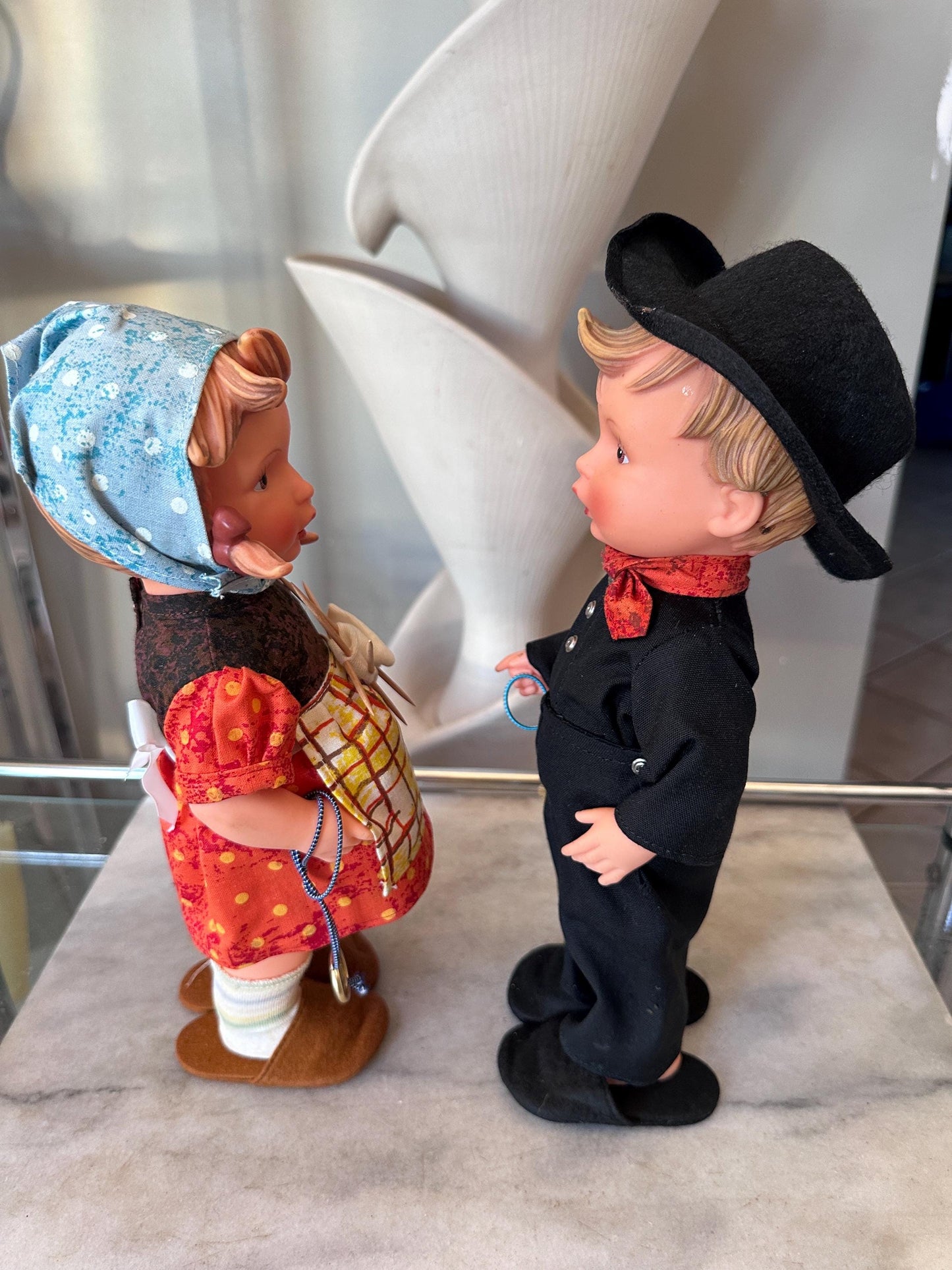 Vintage Goebel Hummel Doll Set – Liesl “Happy Pastime” & Felix the Chimney Sweep – 11” Vinyl Dolls – Germany – Original Packaging Included
