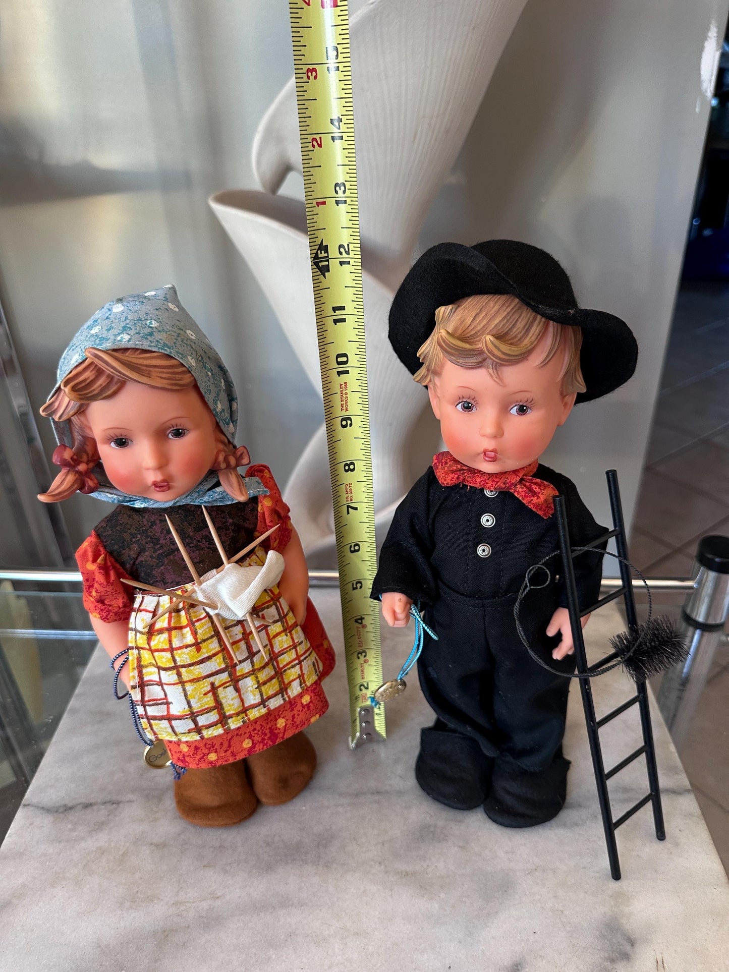 Vintage Goebel Hummel Doll Set – Liesl “Happy Pastime” & Felix the Chimney Sweep – 11” Vinyl Dolls – Germany – Original Packaging Included