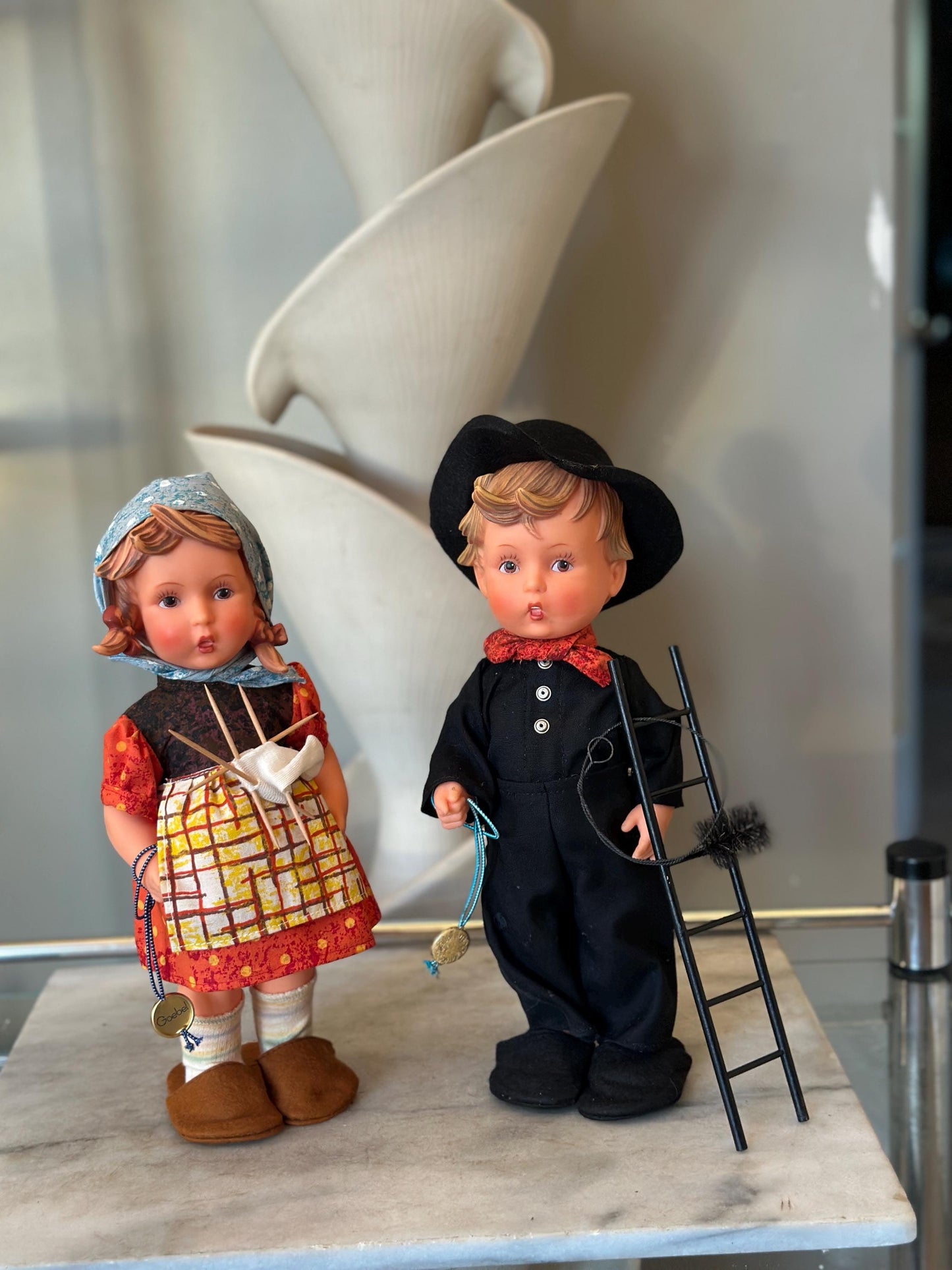 Vintage Goebel Hummel Doll Set – Liesl “Happy Pastime” & Felix the Chimney Sweep – 11” Vinyl Dolls – Germany – Original Packaging Included
