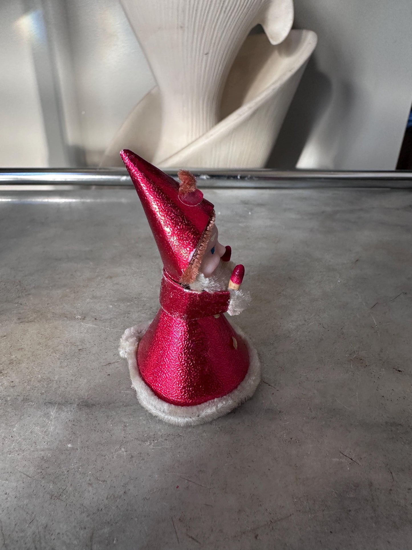 Vintage 1940s–1950s Pixie Elf Gnome Ornament with Candles | Made in Japan | Retro Christmas Kitsch Collectible | 3” x 2”