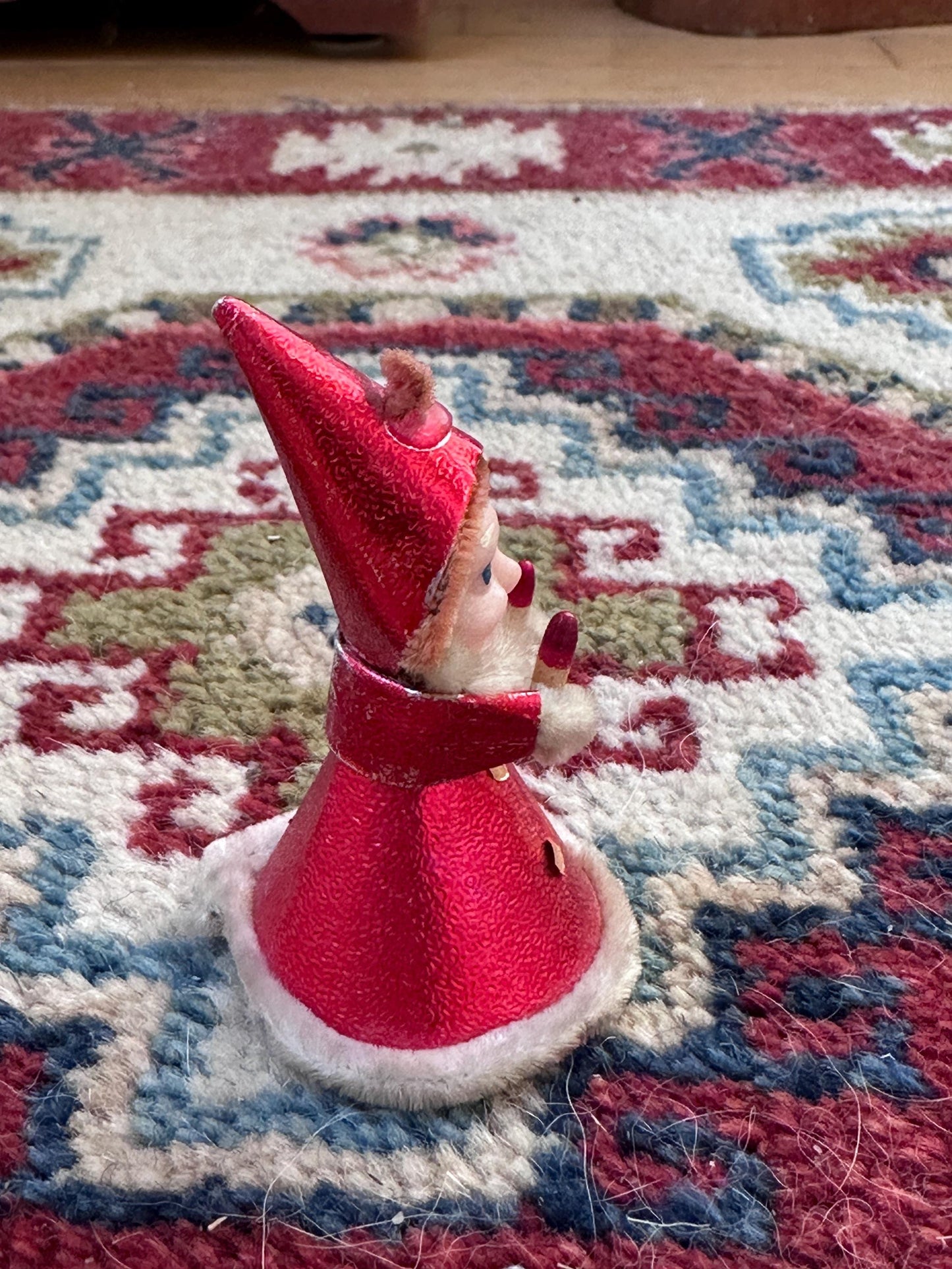 Vintage 1940s–1950s Pixie Elf Gnome Ornament with Candles | Made in Japan | Retro Christmas Kitsch Collectible | 3” x 2”
