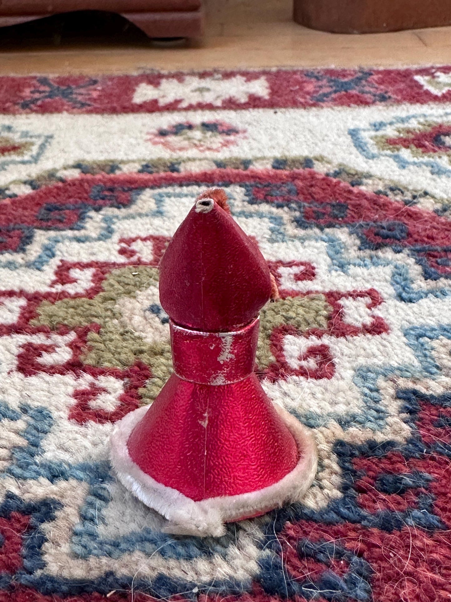 Vintage 1940s–1950s Pixie Elf Gnome Ornament with Candles | Made in Japan | Retro Christmas Kitsch Collectible | 3” x 2”