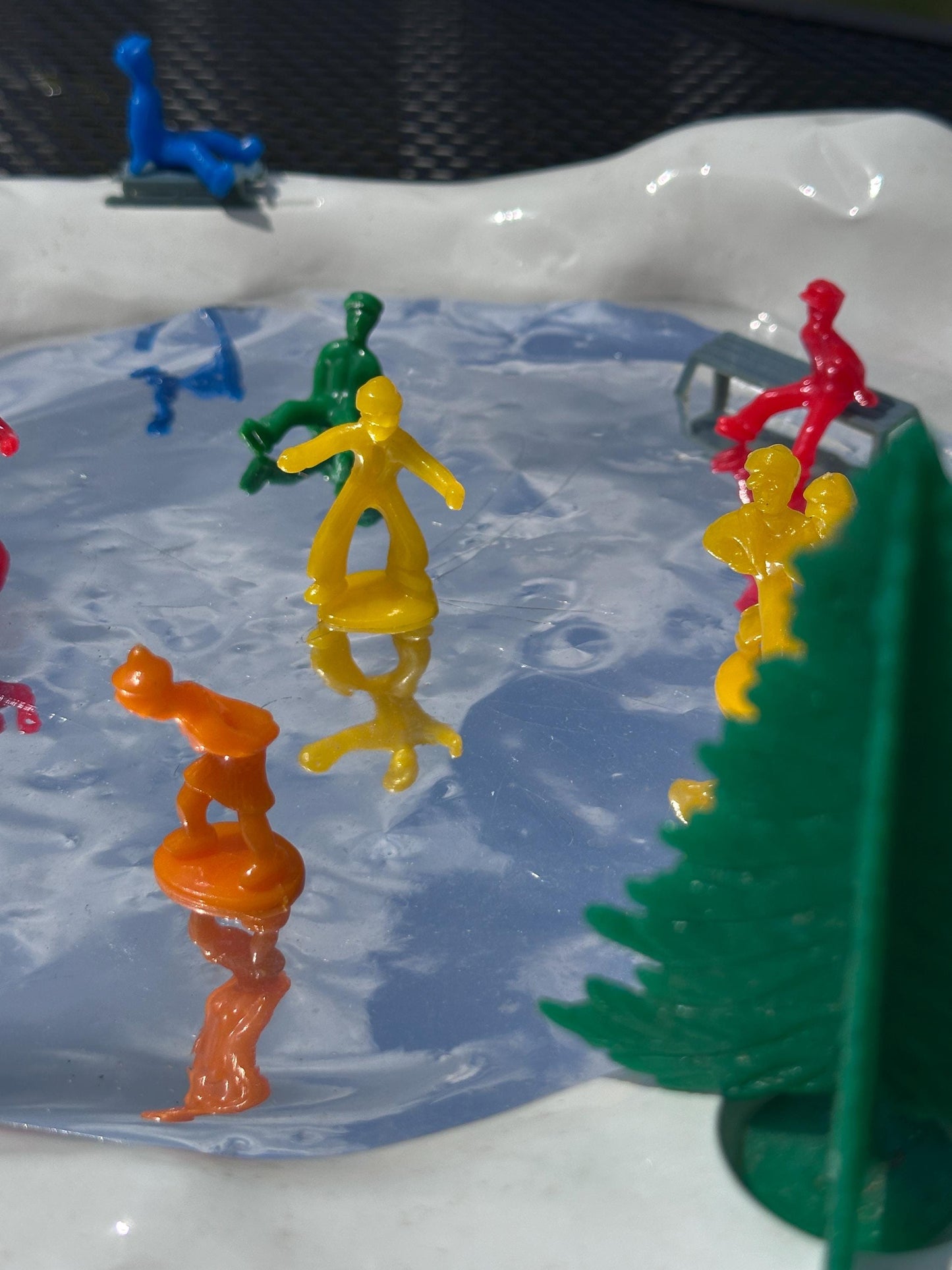 Vintage Regency Alpine Reflecting Skating Pond with Figures | Original Box | Kitschy Christmas Village Accessory | Retro Holiday Display