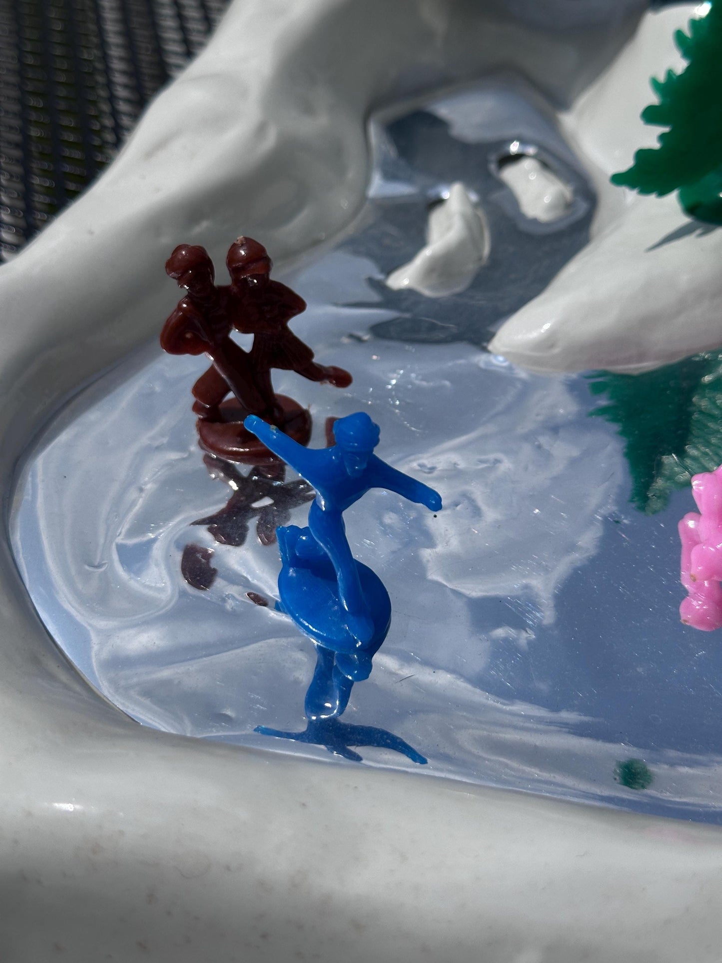 Vintage Regency Alpine Reflecting Skating Pond with Figures | Original Box | Kitschy Christmas Village Accessory | Retro Holiday Display