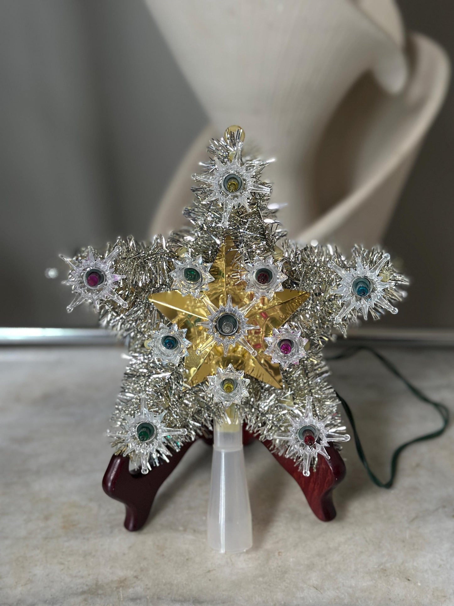 Vintage 1970s Electric Gold Star Christmas Tree Topper | Flashing 11-Light Tree Topper | Tested & Working | Original Box | Retro Holiday Dec