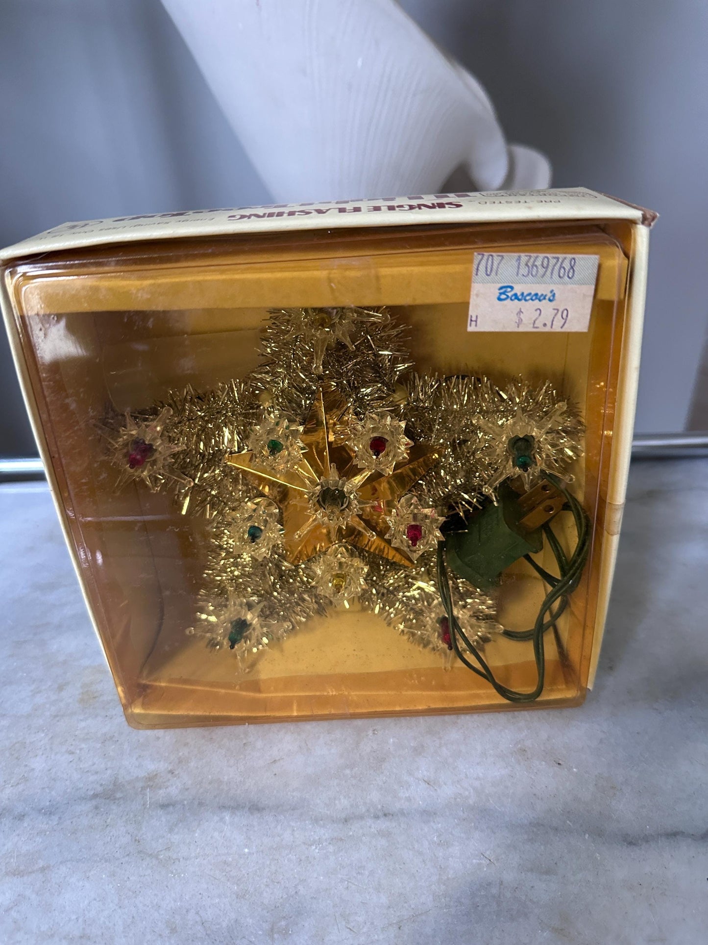 Vintage 1970s Electric Gold Star Christmas Tree Topper | Flashing 11-Light Tree Topper | Tested & Working | Original Box | Retro Holiday Dec