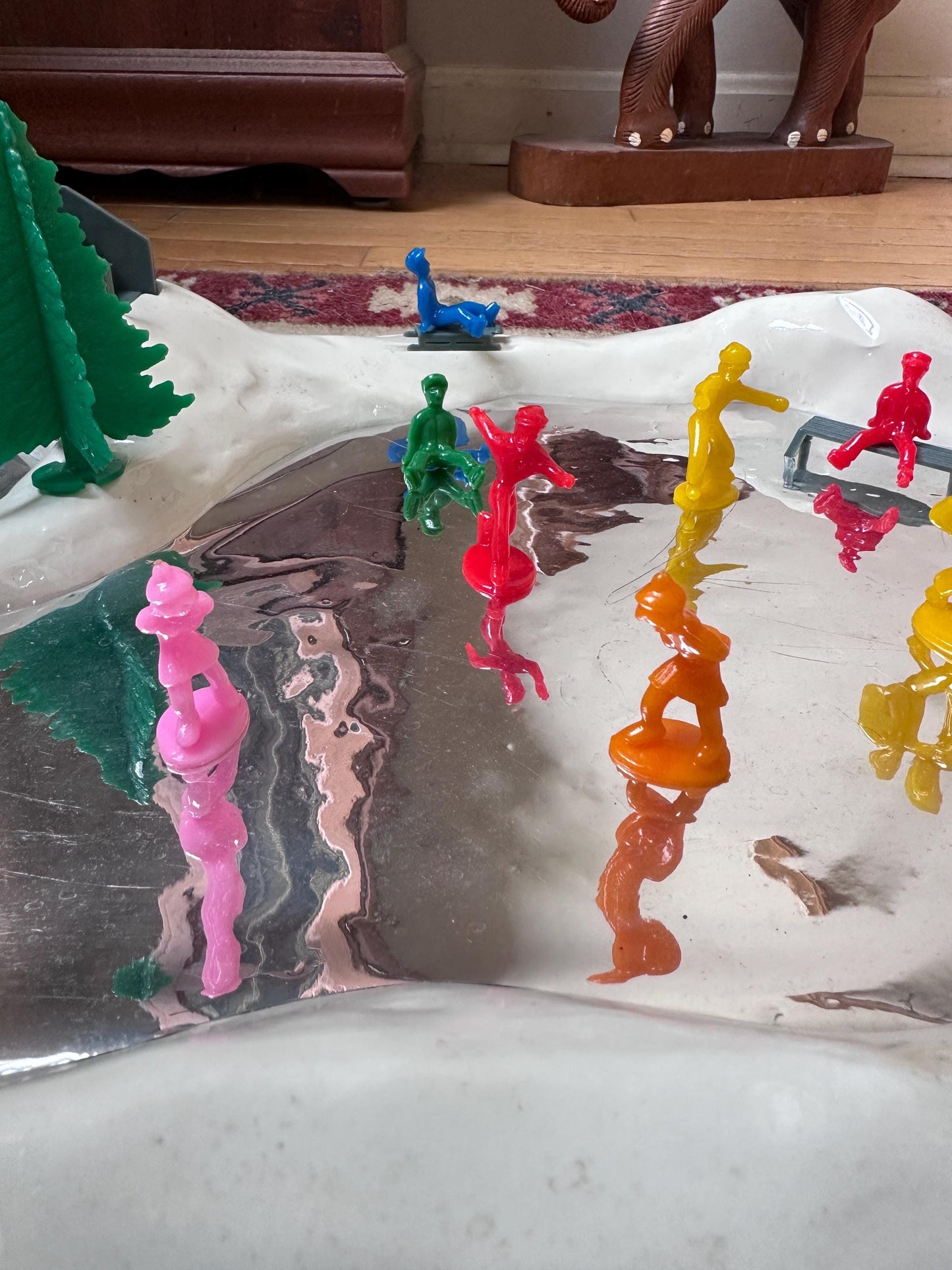 Vintage Regency Alpine Reflecting Skating Pond with Figures | Original Box | Kitschy Christmas Village Accessory | Retro Holiday Display