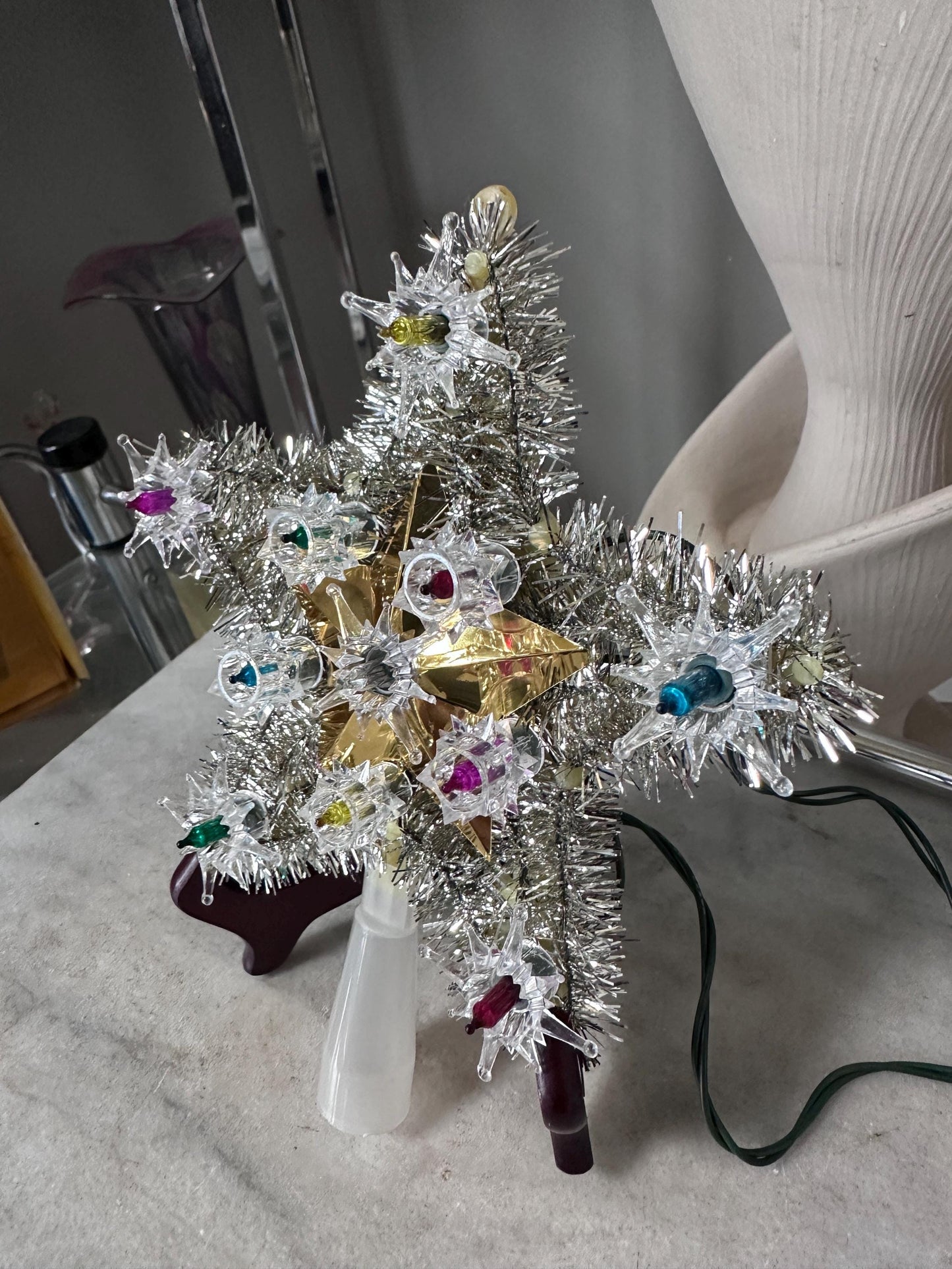 Vintage 1970s Electric Gold Star Christmas Tree Topper | Flashing 11-Light Tree Topper | Tested & Working | Original Box | Retro Holiday Dec