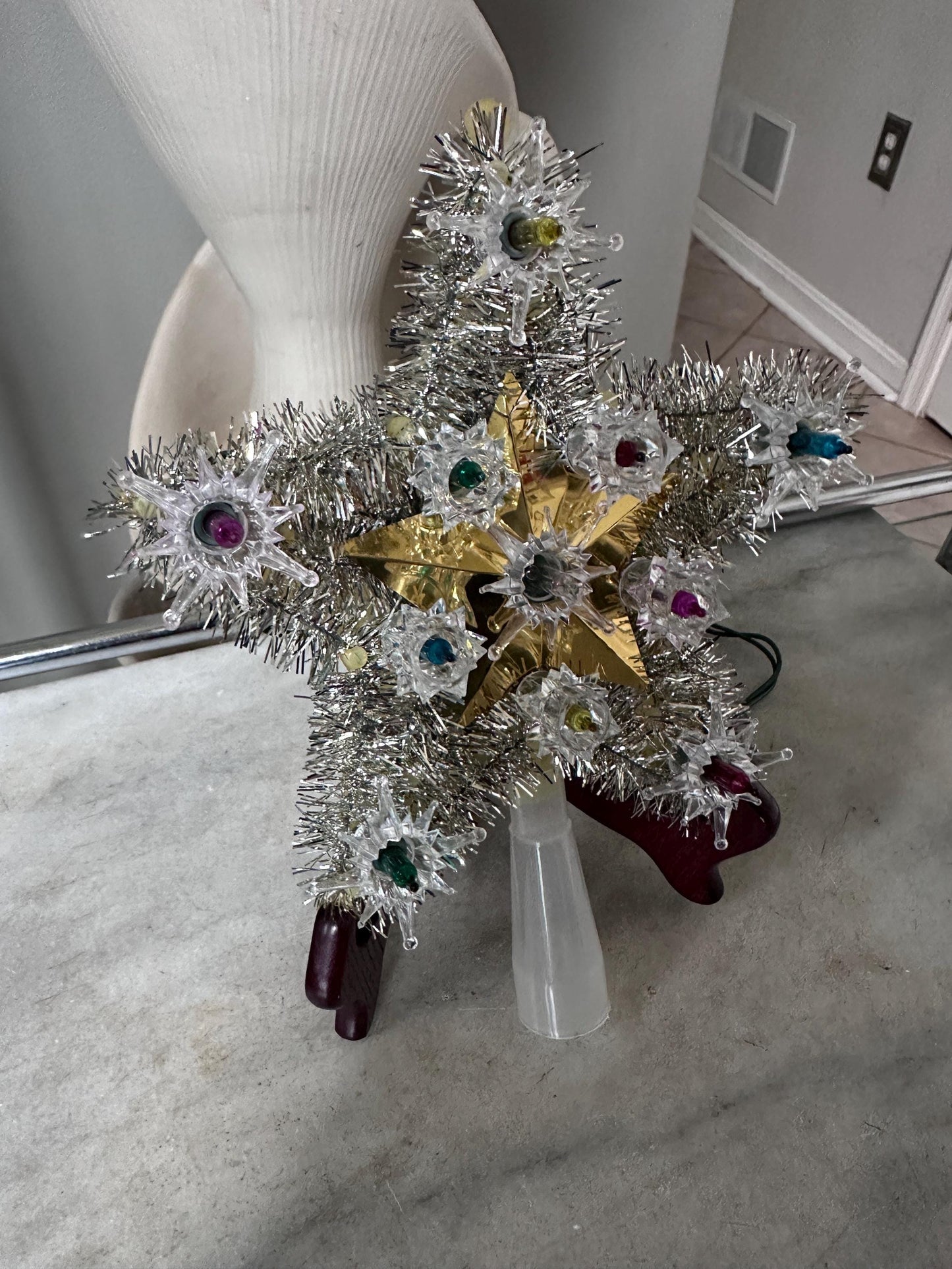 Vintage 1970s Electric Gold Star Christmas Tree Topper | Flashing 11-Light Tree Topper | Tested & Working | Original Box | Retro Holiday Dec