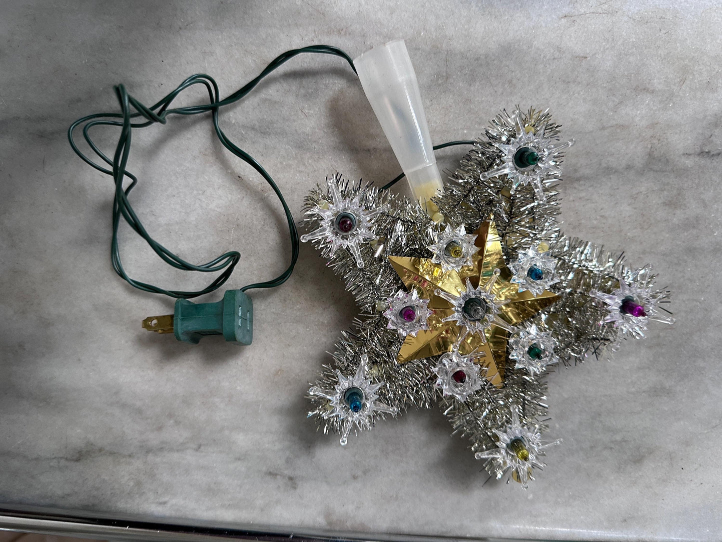 Vintage 1970s Electric Gold Star Christmas Tree Topper | Flashing 11-Light Tree Topper | Tested & Working | Original Box | Retro Holiday Dec