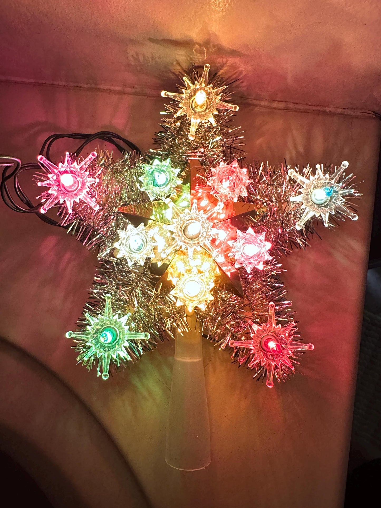 Vintage 1970s Electric Gold Star Christmas Tree Topper | Flashing 11-Light Tree Topper | Tested & Working | Original Box | Retro Holiday Dec