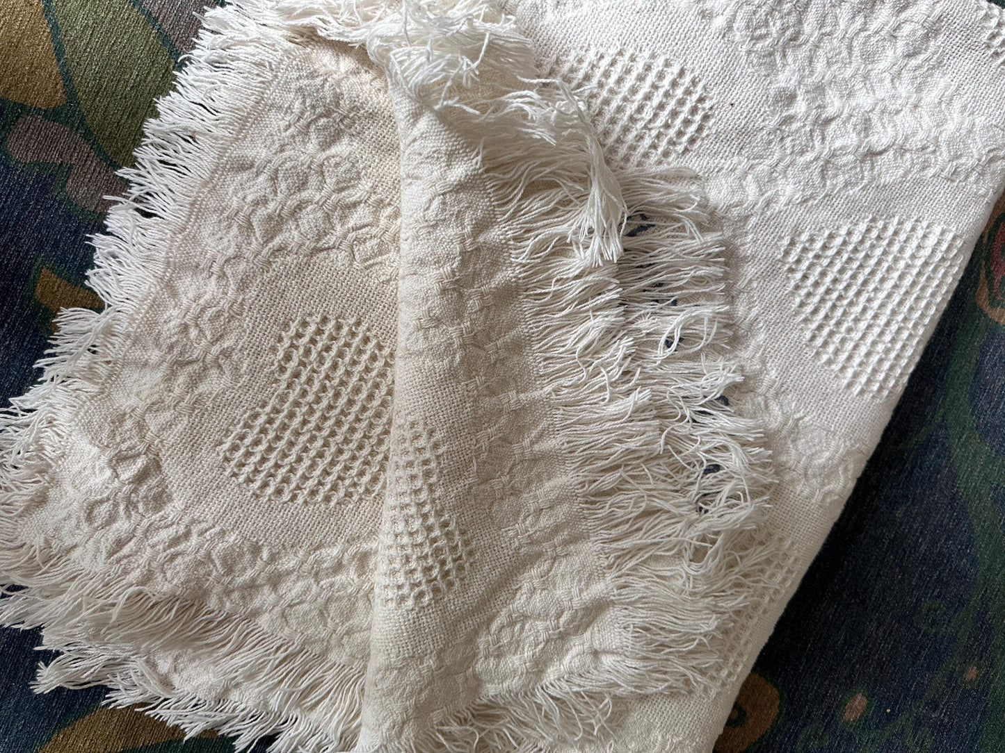 Embroidered Cotton Throw Blanket – “There’s Nobody Like Mom” Heart Design, Fringe Edges, 64” x 32”