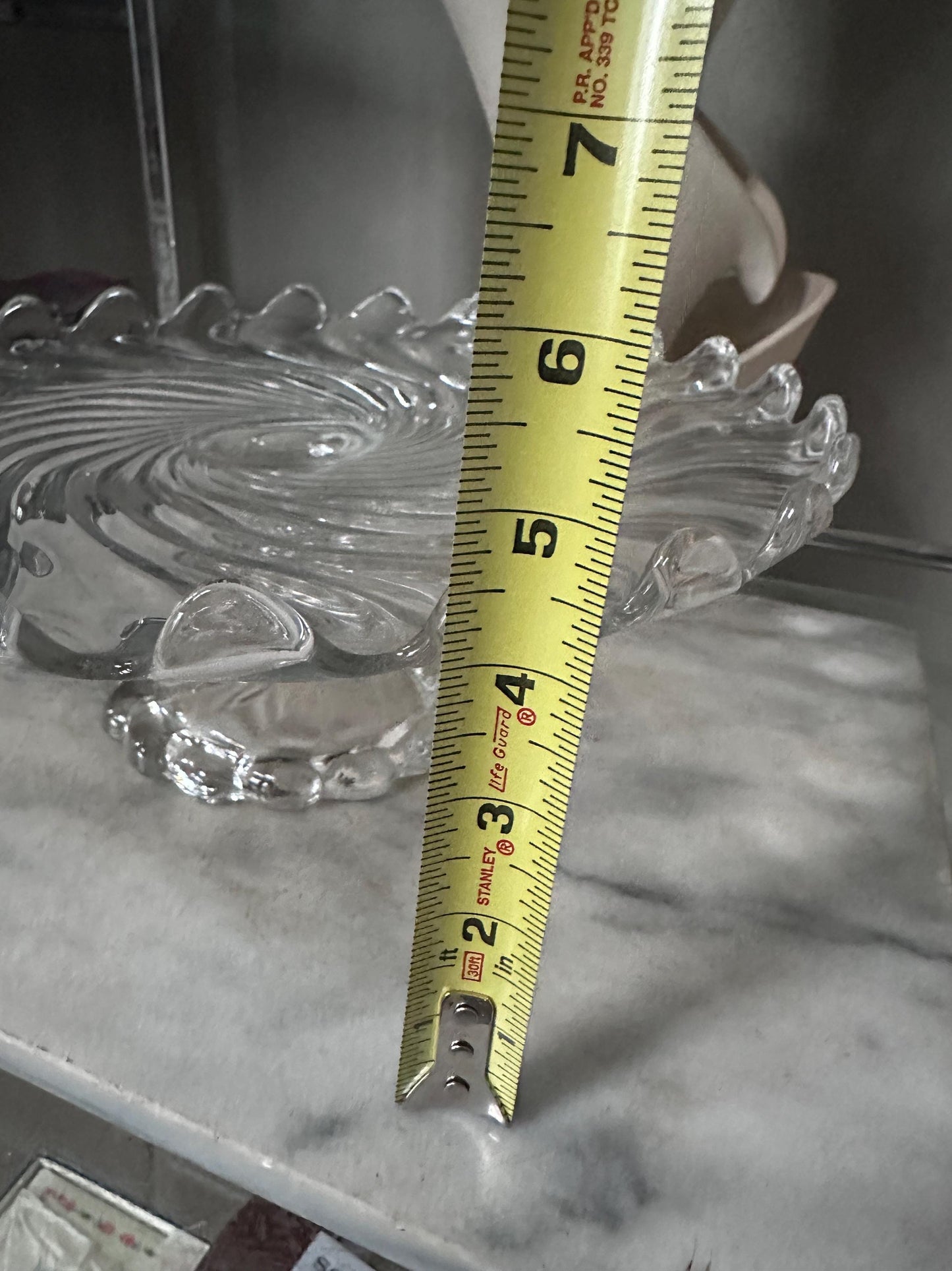 Vintage Fostoria Glass Colony Swirl Clear 12” Scalloped Pedestal Cake Stand / Cake Plate – Elegant Mid-Century Glassware