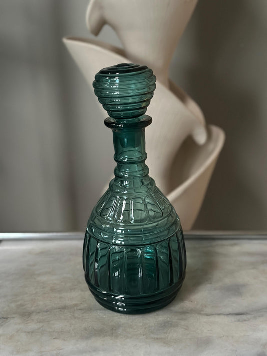 Vintage MCM Imperial Glass Aquamarine Genie Bottle Decanter | Mid-Century Modern Blue Glass | Imperial Glass Co. USA | Retro Barware Decor