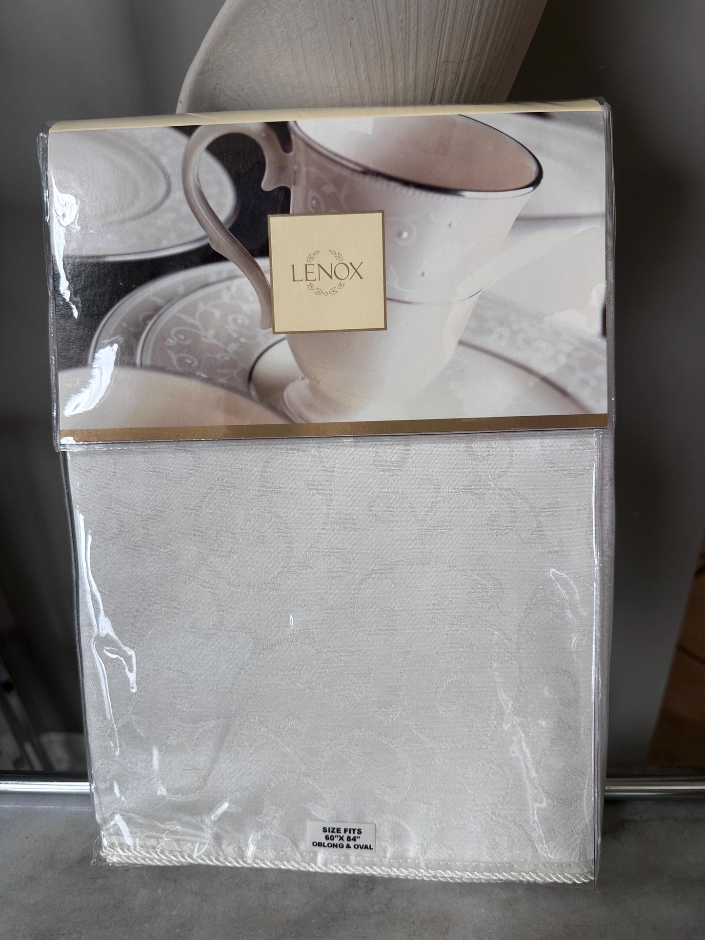 Lenox Opal Innocence Oval Tablecloth | Ivory Fine Table Linen | 60” x 84” | New Sealed Package | Elegant  Holiday & Formal Entertaining